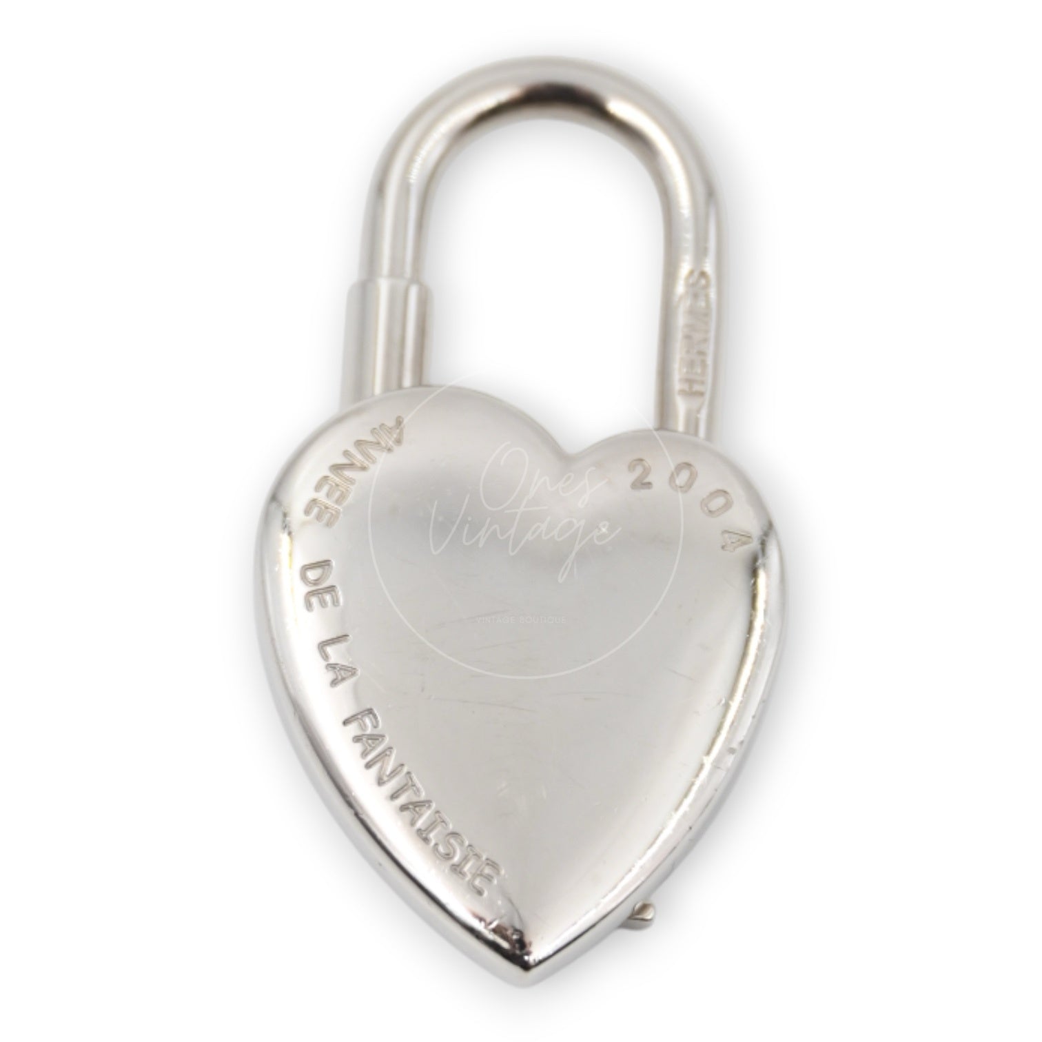 [Pre-owned] Hermes Année De La Fantaisie Heart Cadena Palladium Plated Charm