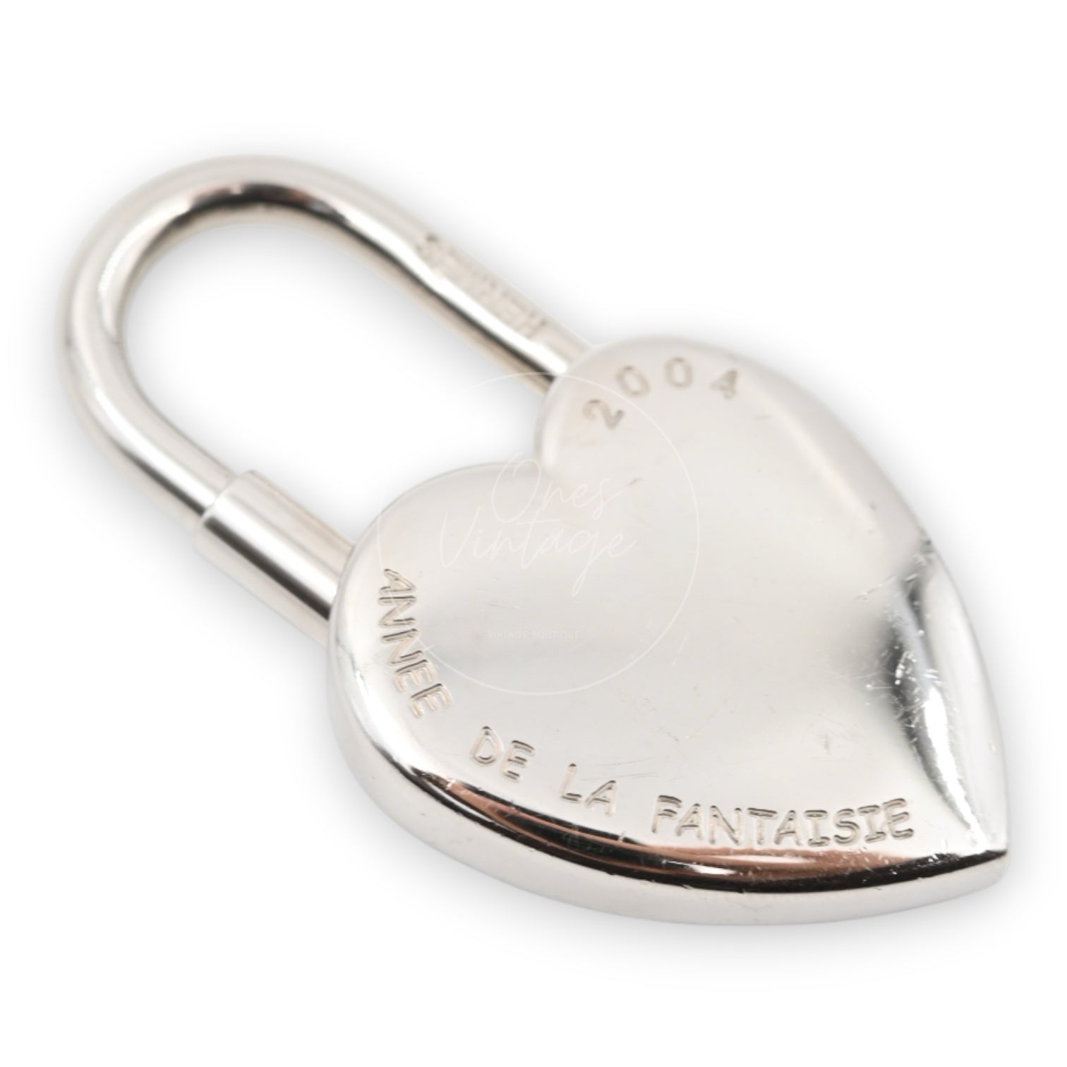 [Pre-owned] Hermes Année De La Fantaisie Heart Cadena Palladium Plated Charm