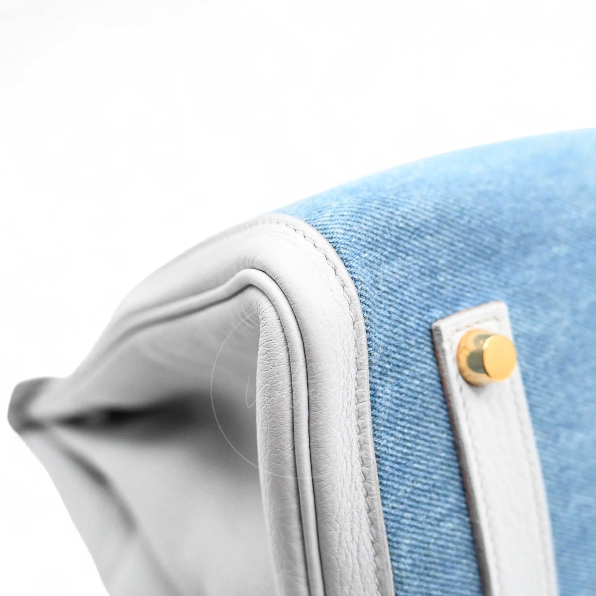 [Pre-owned] Hermes Birkin 35 Gris Pale TC x Denim GHW Stamp Square F