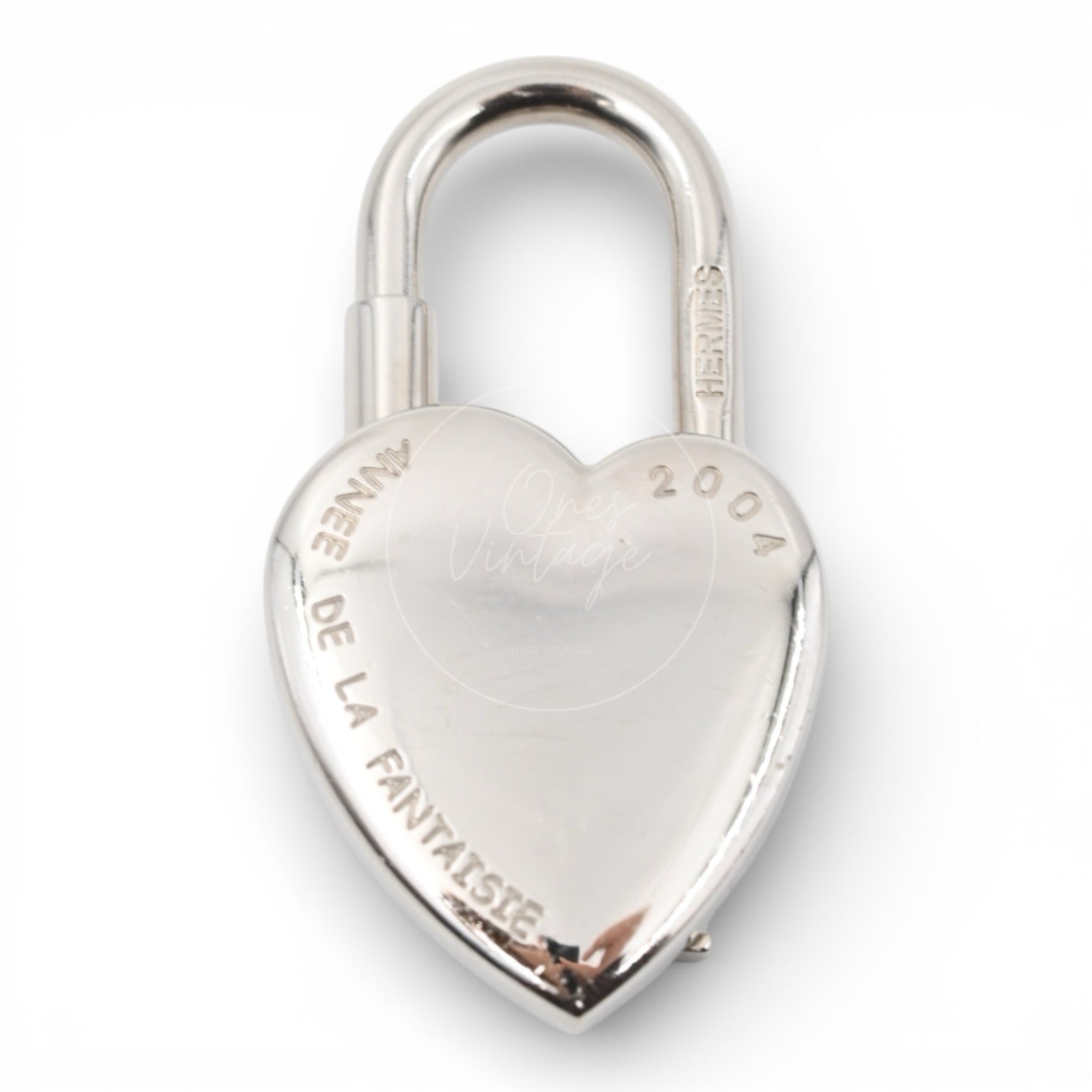 [Pre-owned] Hermes Année De La Fantaisie Heart Cadena Palladium Plated Charm