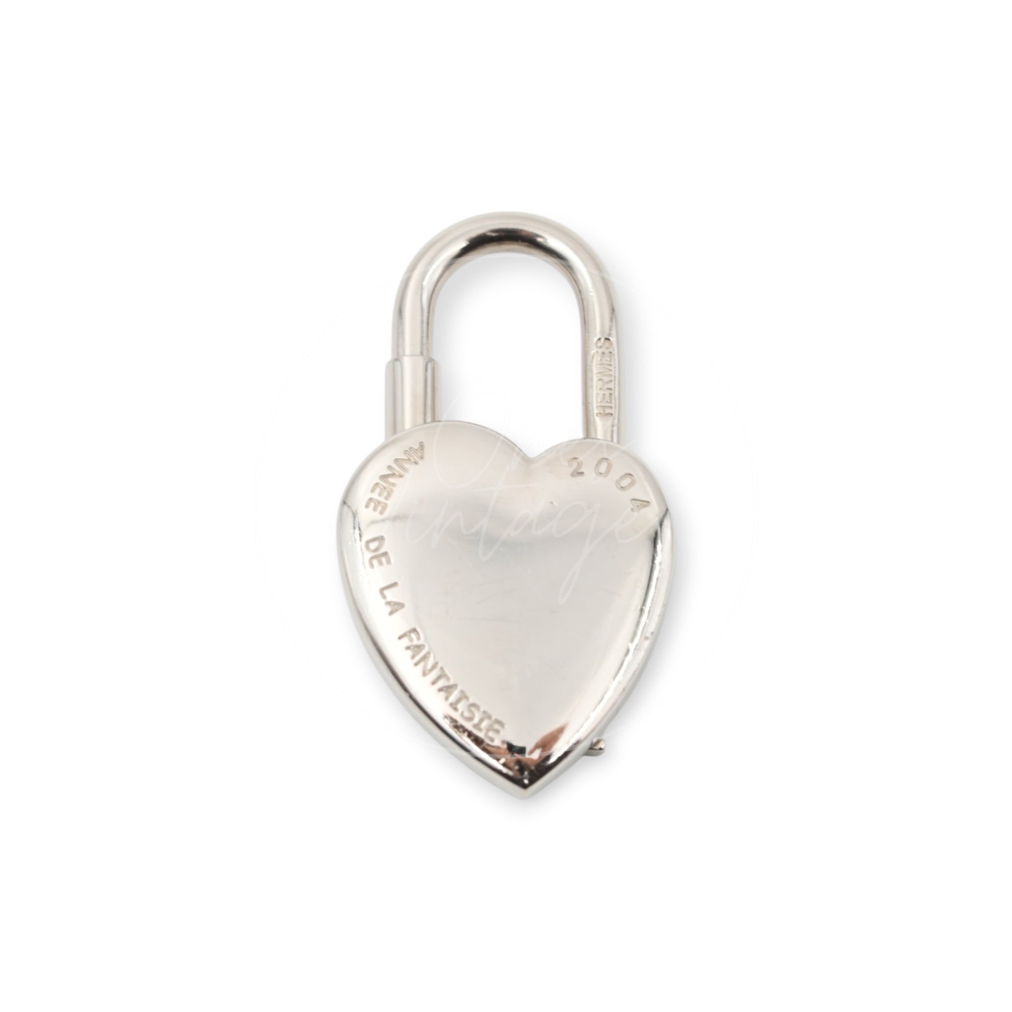 [Pre-owned] Hermes Année De La Fantaisie Heart Cadena Palladium Plated Charm