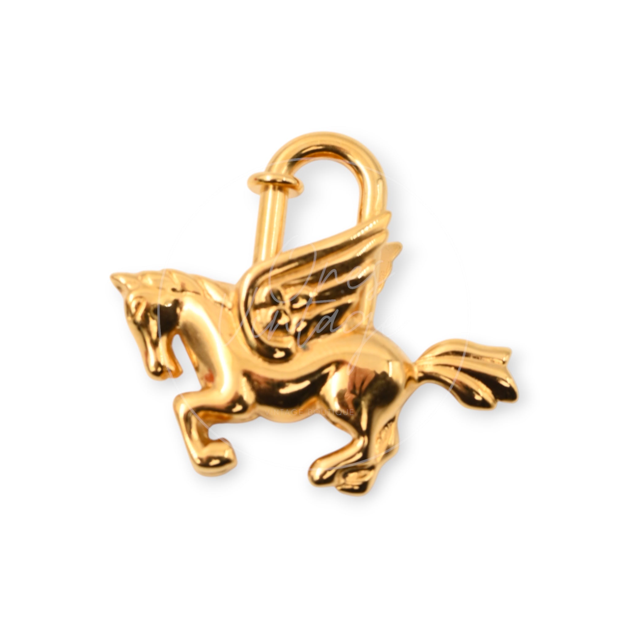 [Pre-owned] Hermes Gold Pegasus Cadena Lock Handbag Charm