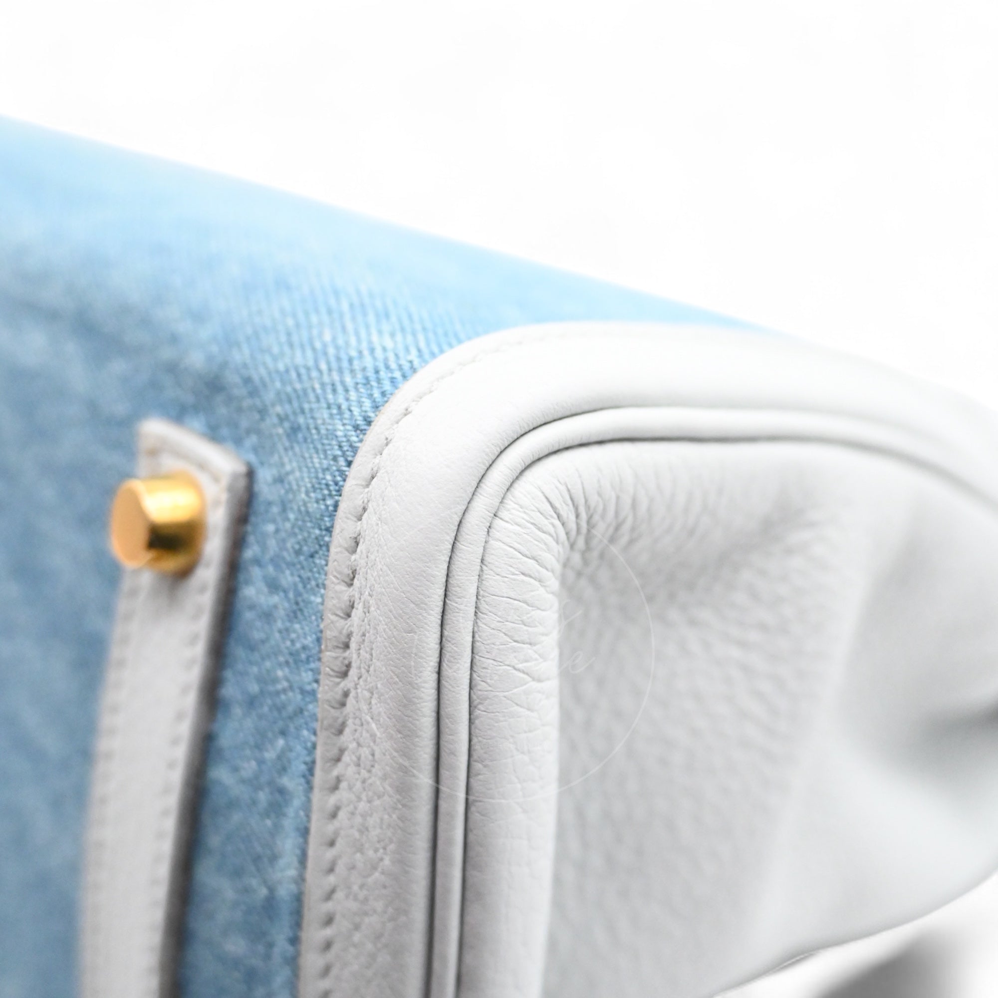 [Pre-owned] Hermes Birkin 35 Gris Pale TC x Denim GHW Stamp Square F