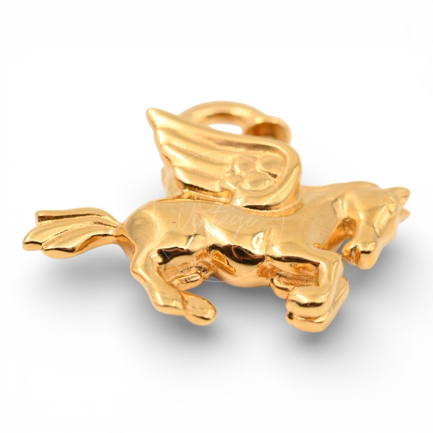 [Pre-owned] Hermes Gold Pegasus Cadena Lock Handbag Charm