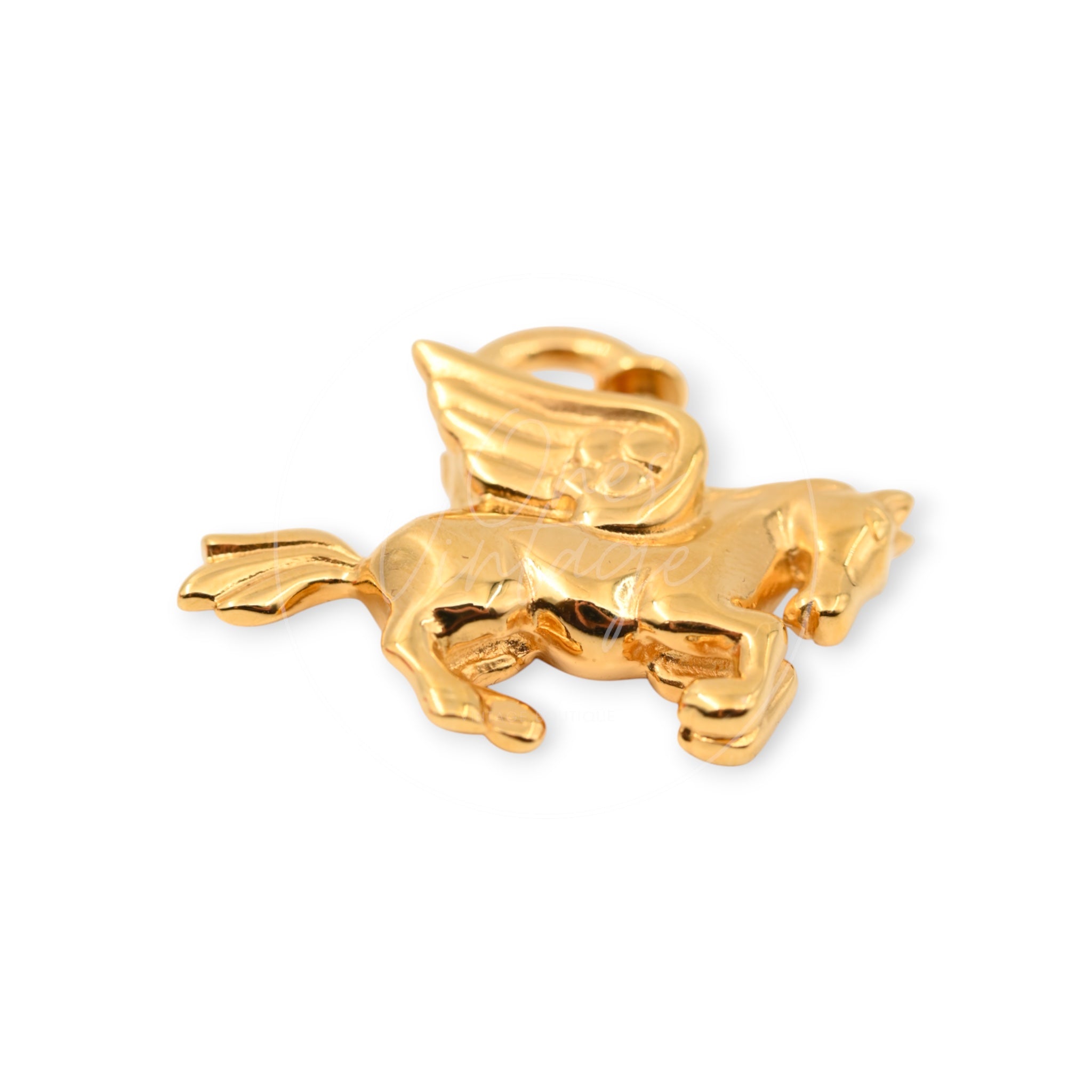 [Pre-owned] Hermes Gold Pegasus Cadena Lock Handbag Charm