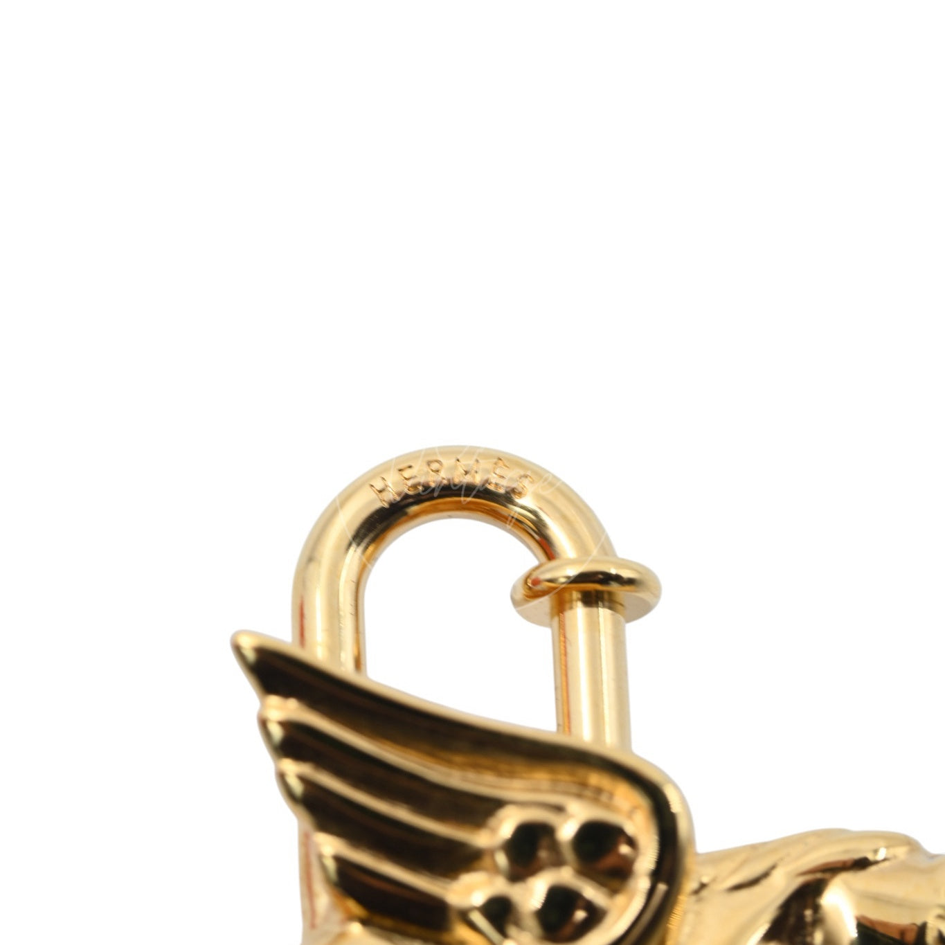 [Pre-owned] Hermes Gold Pegasus Cadena Lock Handbag Charm