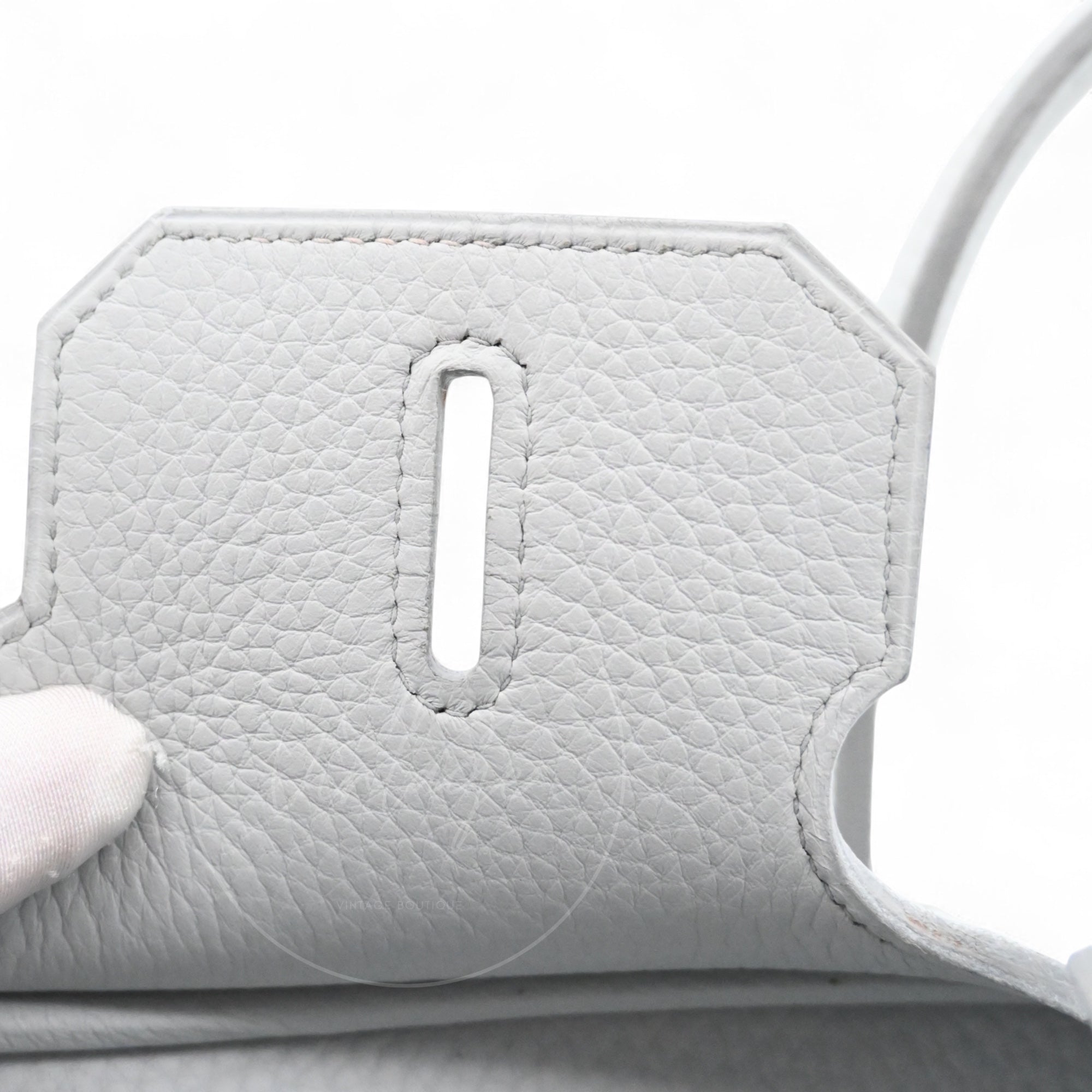 [Pre-owned] Hermes Birkin 35 Gris Pale TC x Denim GHW Stamp Square F