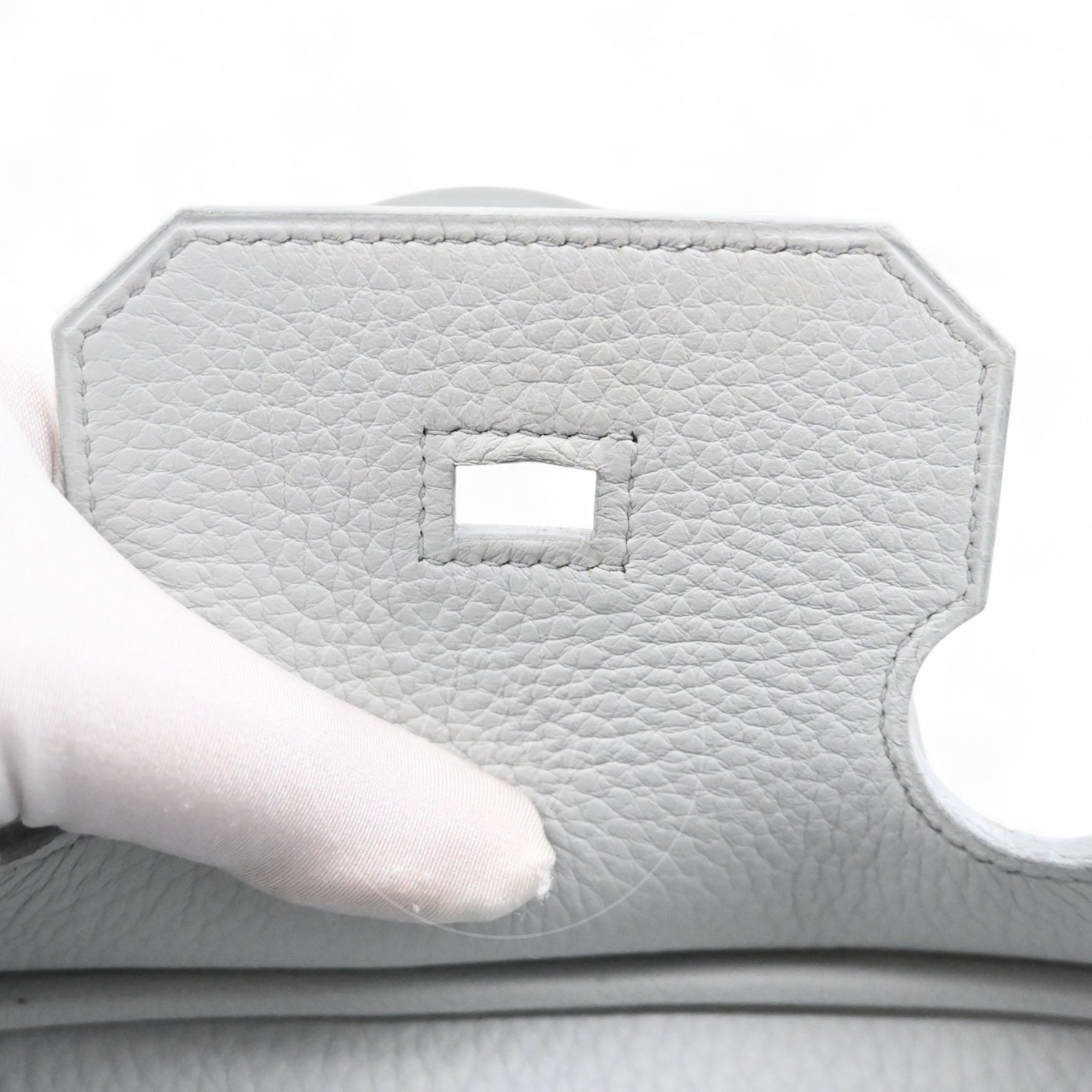 [Pre-owned] Hermes Birkin 35 Gris Pale TC x Denim GHW Stamp Square F