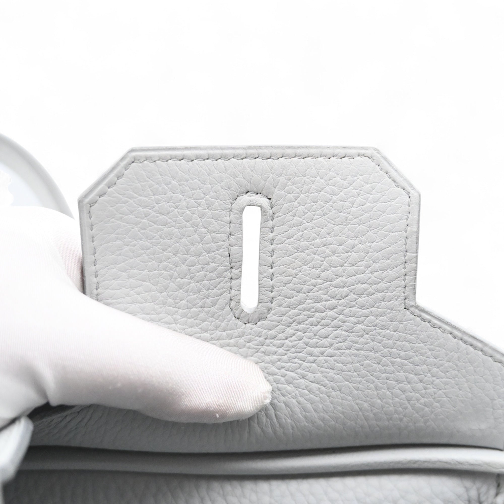 [Pre-owned] Hermes Birkin 35 Gris Pale TC x Denim GHW Stamp Square F