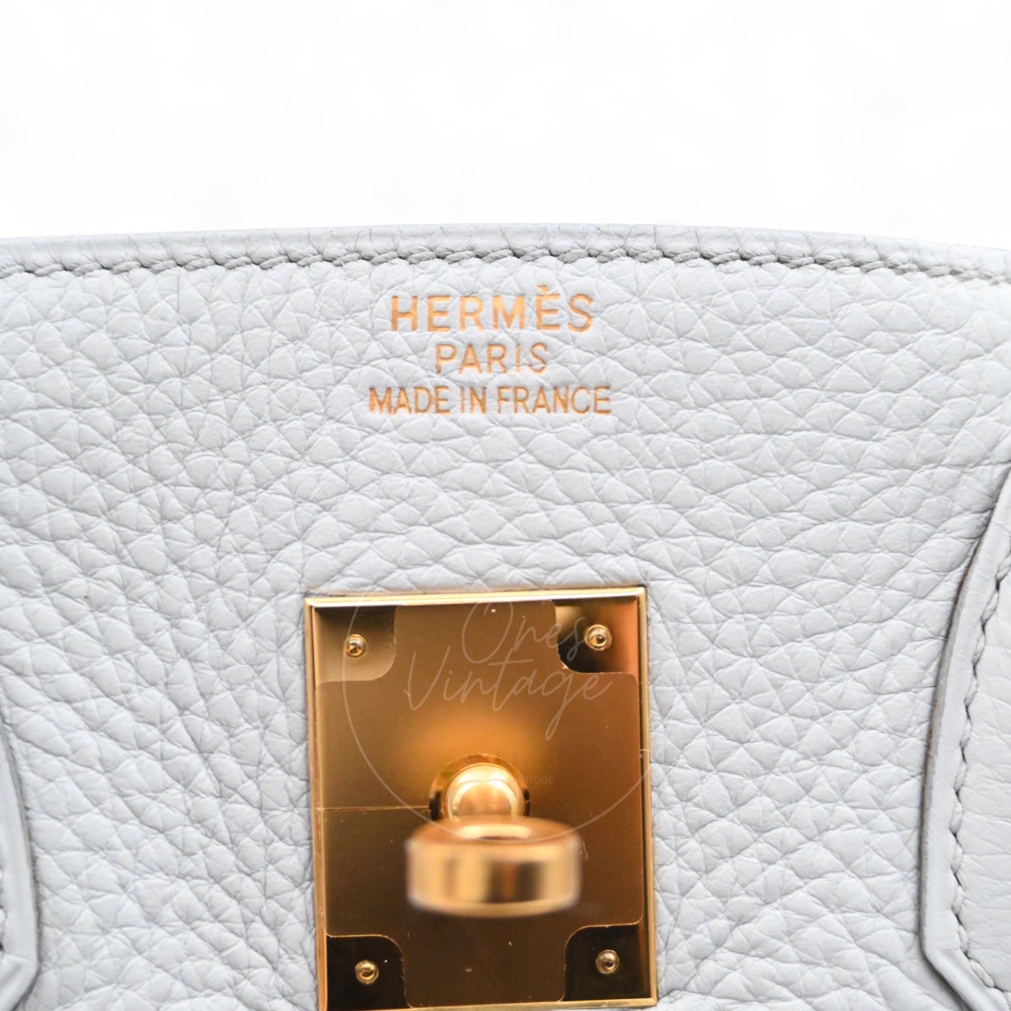 [Pre-owned] Hermes Birkin 35 Gris Pale TC x Denim GHW Stamp Square F