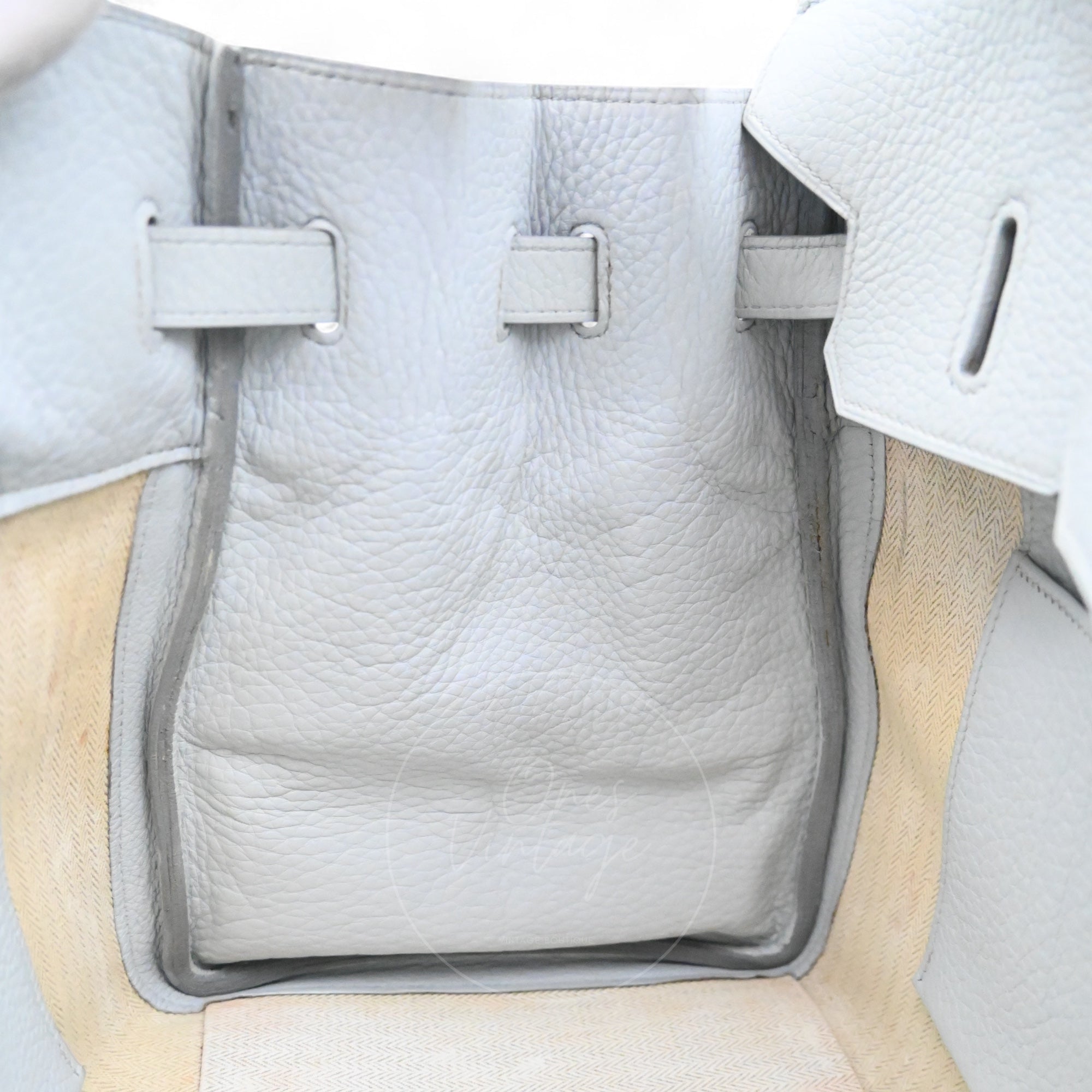 [Pre-owned] Hermes Birkin 35 Gris Pale TC x Denim GHW Stamp Square F