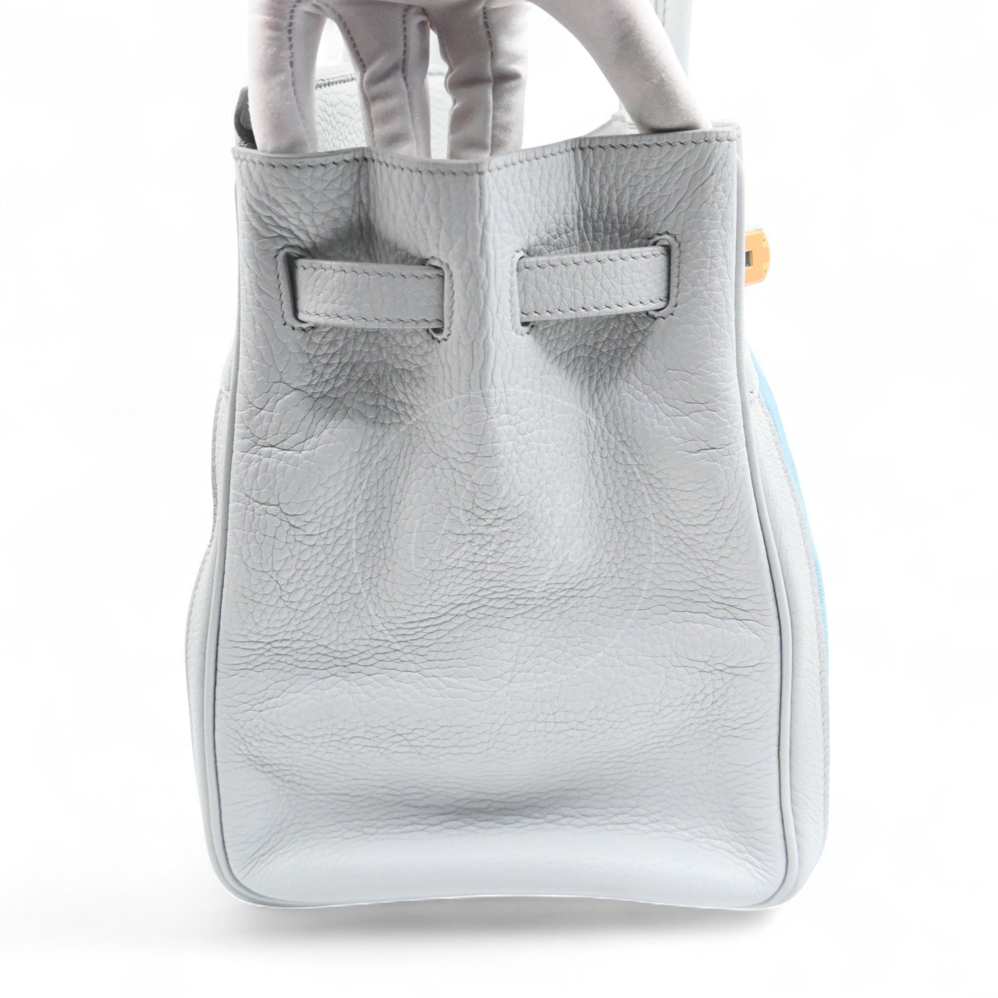 [Pre-owned] Hermes Birkin 35 Gris Pale TC x Denim GHW Stamp Square F