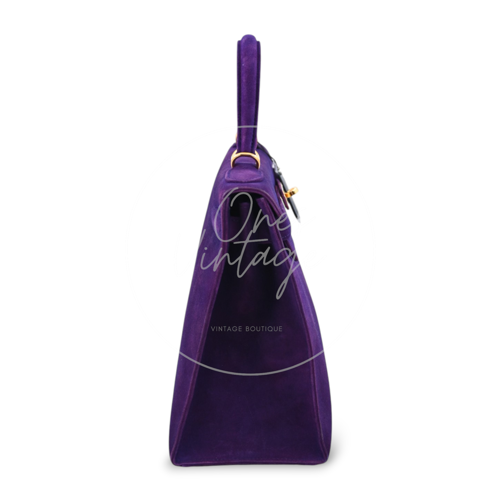 Hermes Kelly 28 Purple Suede GHW Square J