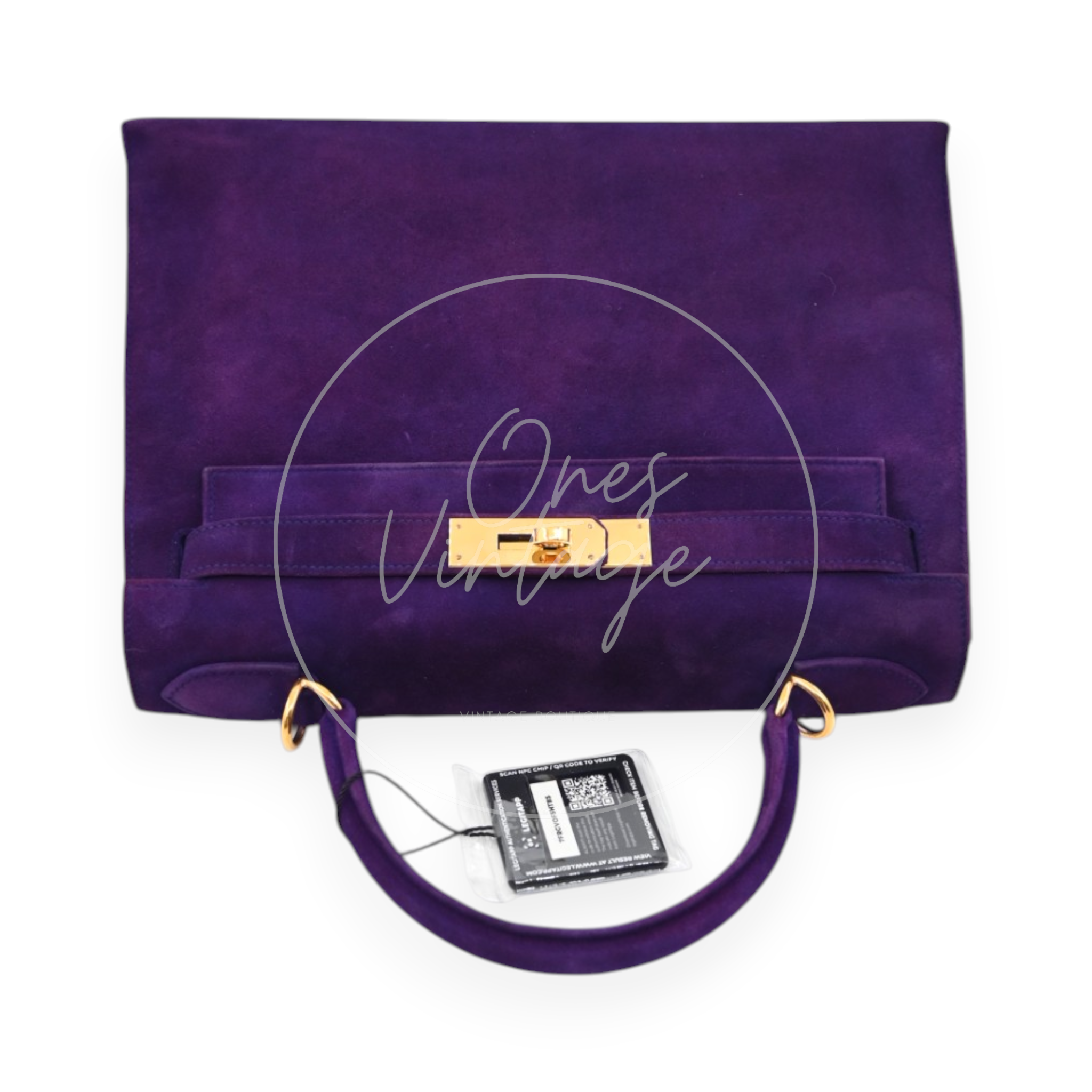 Hermes Kelly 28 Purple Suede GHW Square J