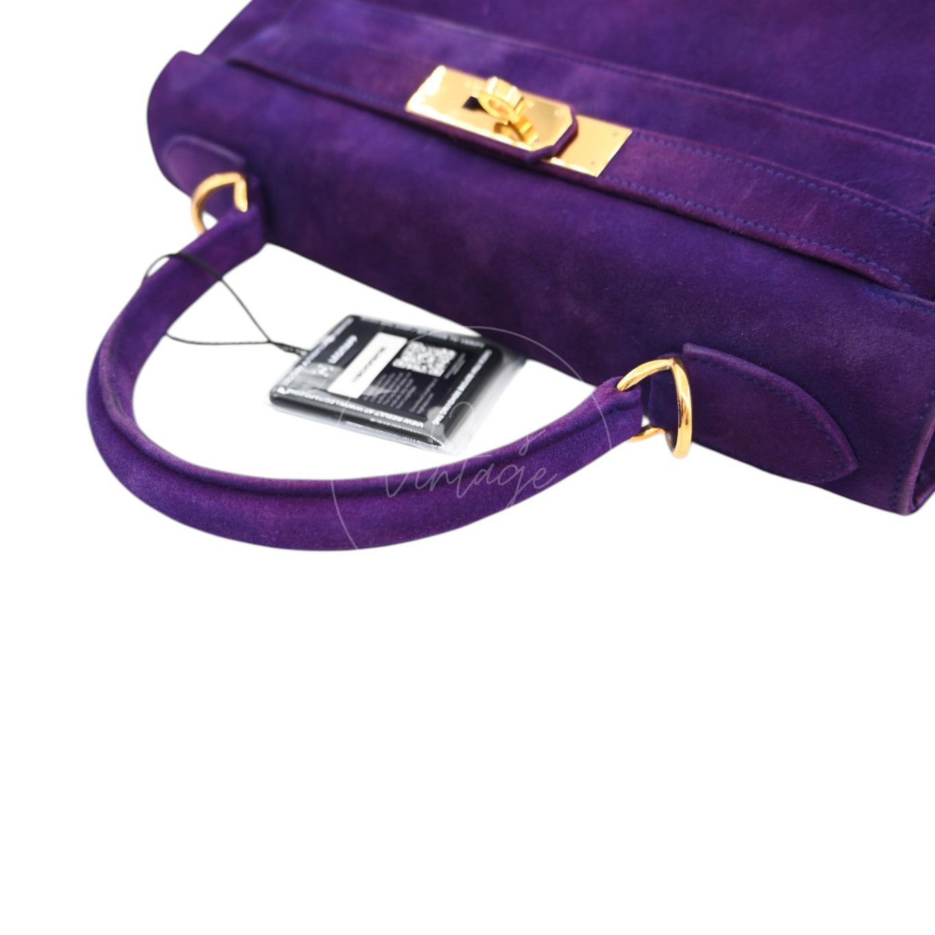Hermes Kelly 28 Purple Suede GHW Square J