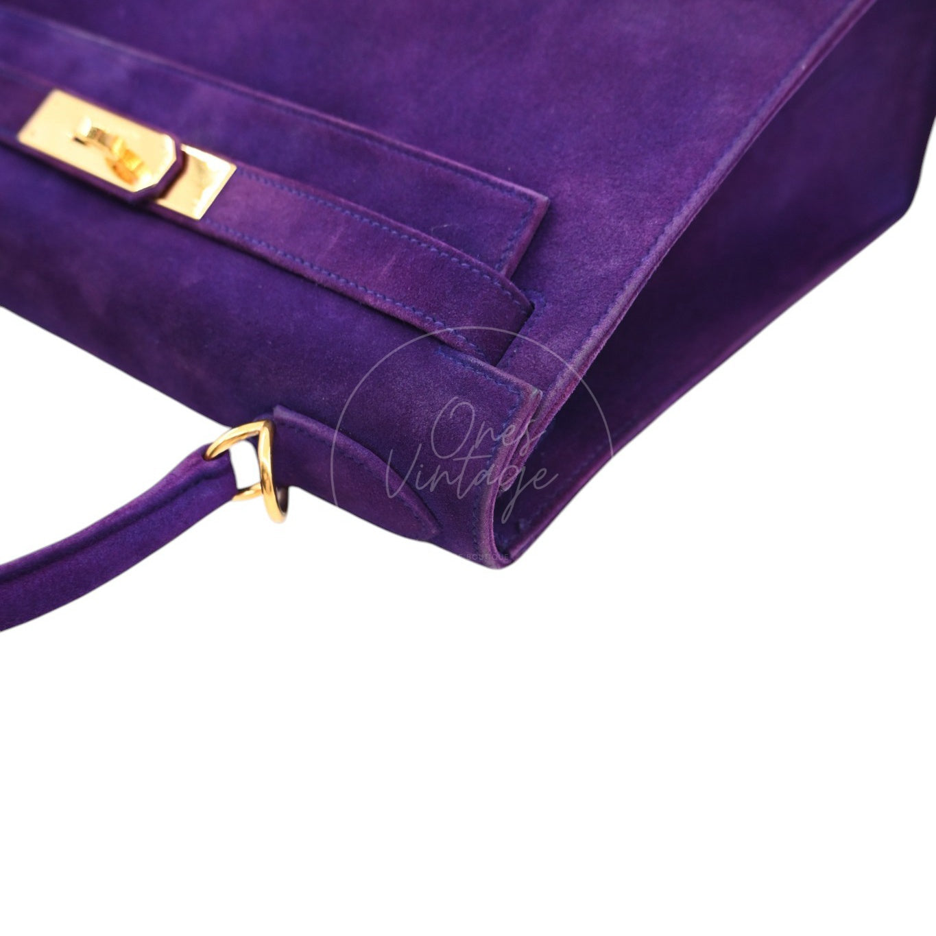 Hermes Kelly 28 Purple Suede GHW Square J