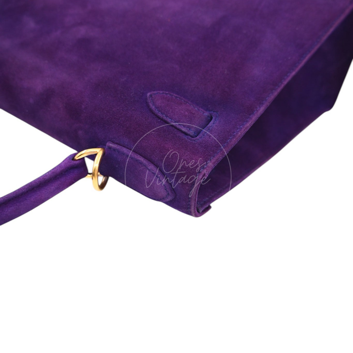 Hermes Kelly 28 Purple Suede GHW Square J