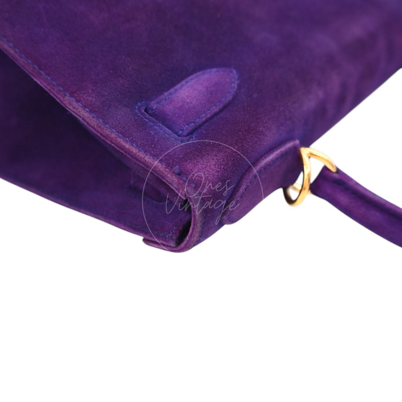 Hermes Kelly 28 Purple Suede GHW Square J