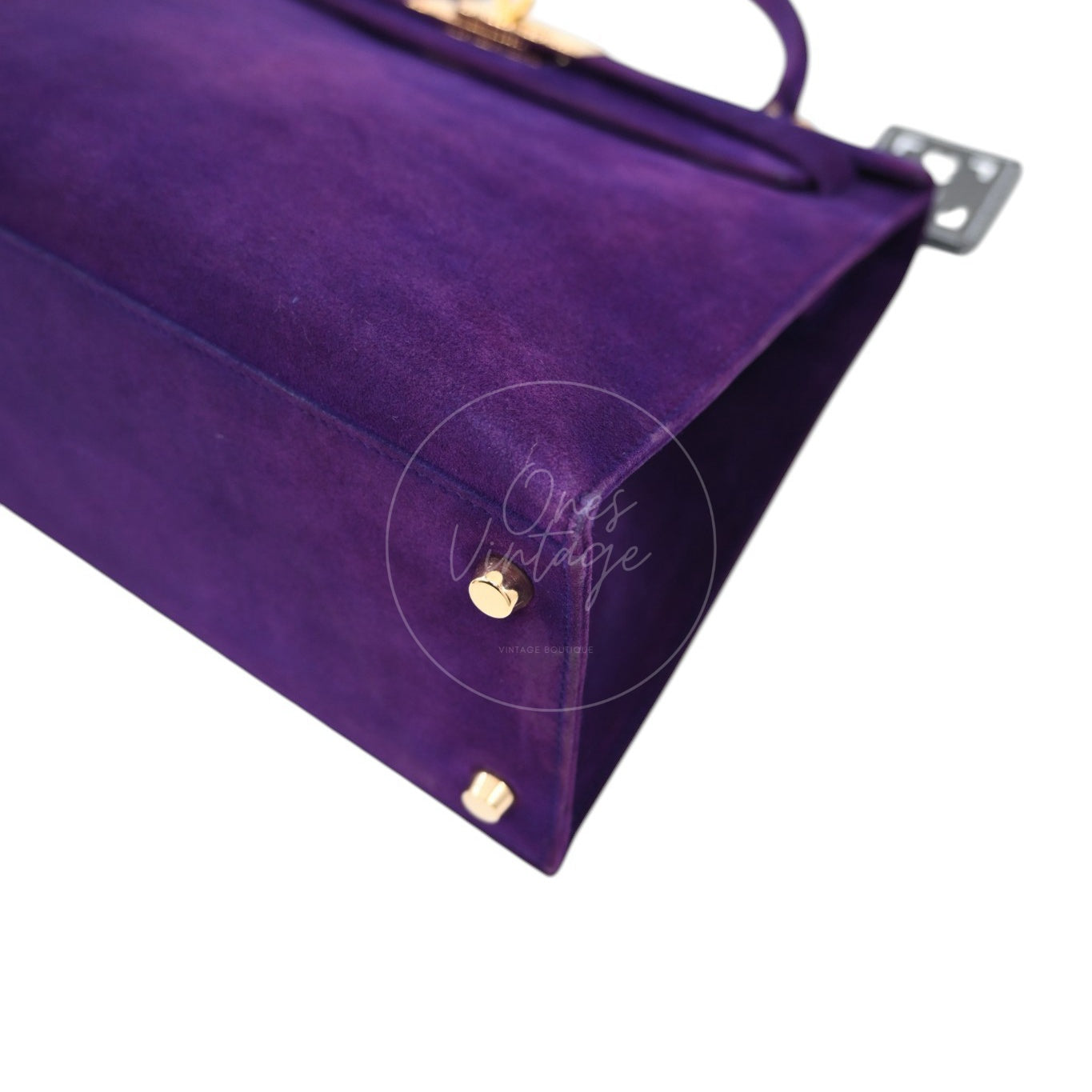 Hermes Kelly 28 Purple Suede GHW Square J
