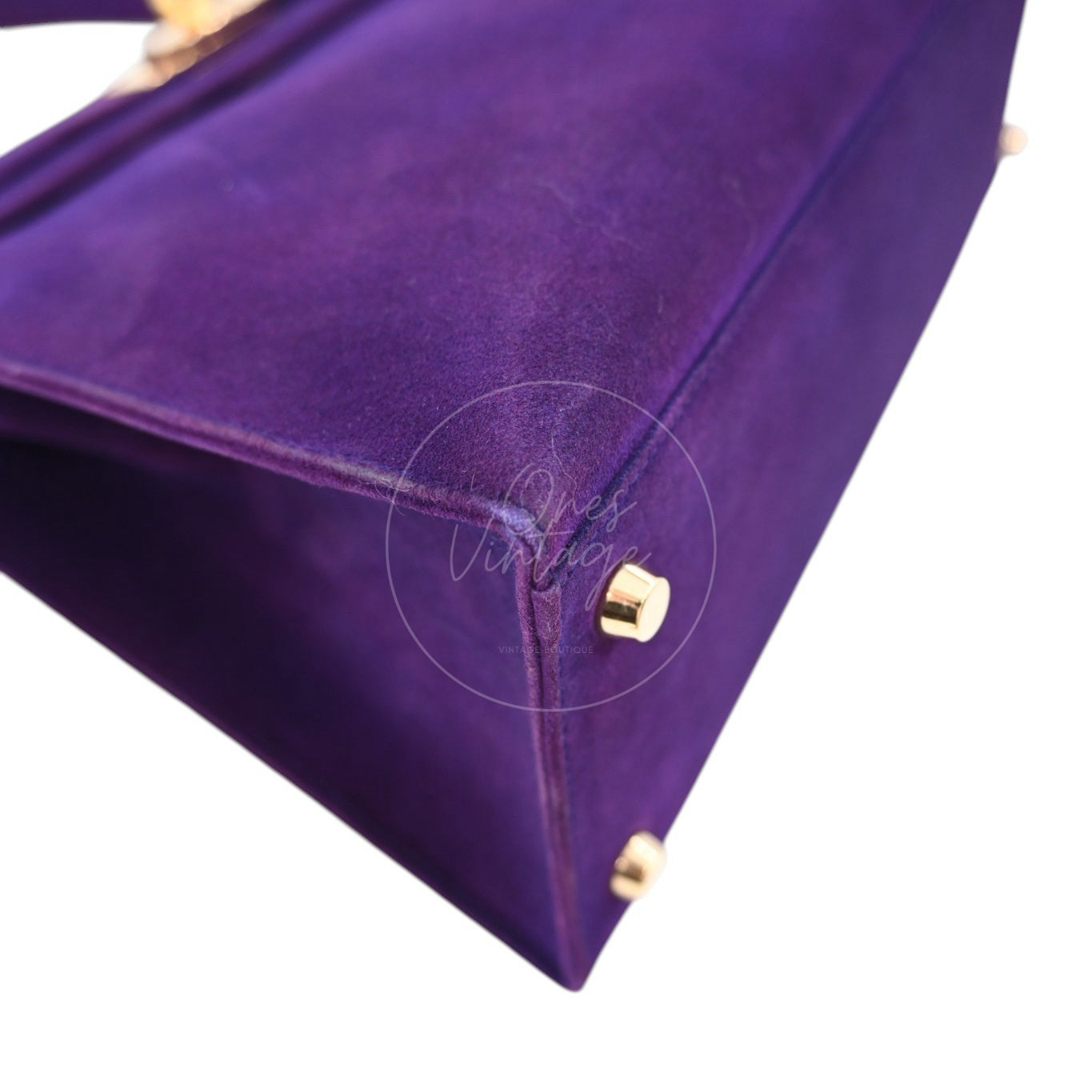 Hermes Kelly 28 Purple Suede GHW Square J
