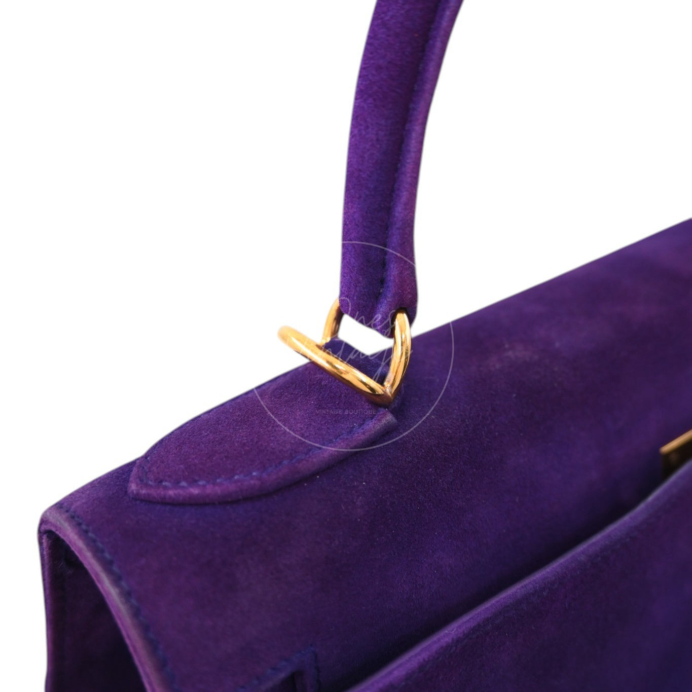 Hermes Kelly 28 Purple Suede GHW Square J