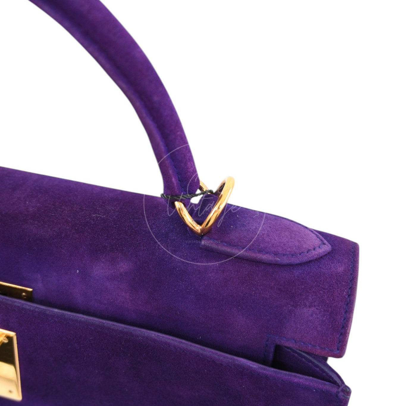 Hermes Kelly 28 Purple Suede GHW Square J