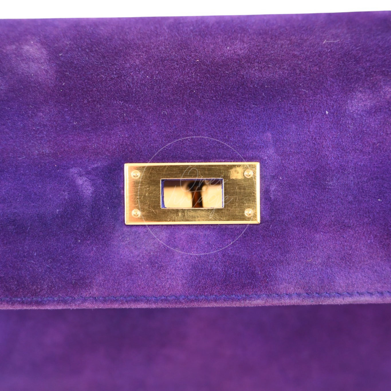 Hermes Kelly 28 Purple Suede GHW Square J