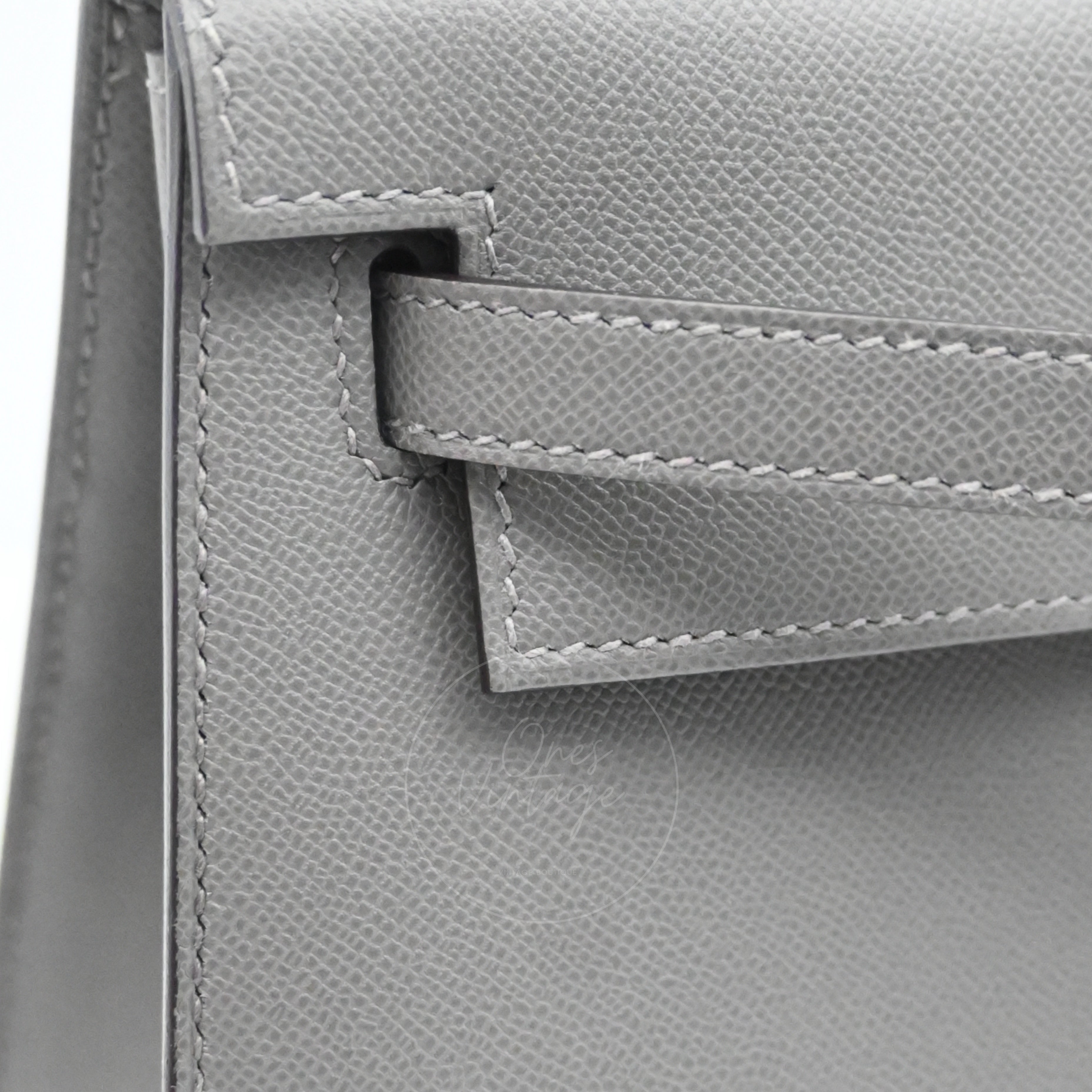 [Unused] Hermes Kelly K28 Gris Meyer Epsom GHW Stamp B Handbag