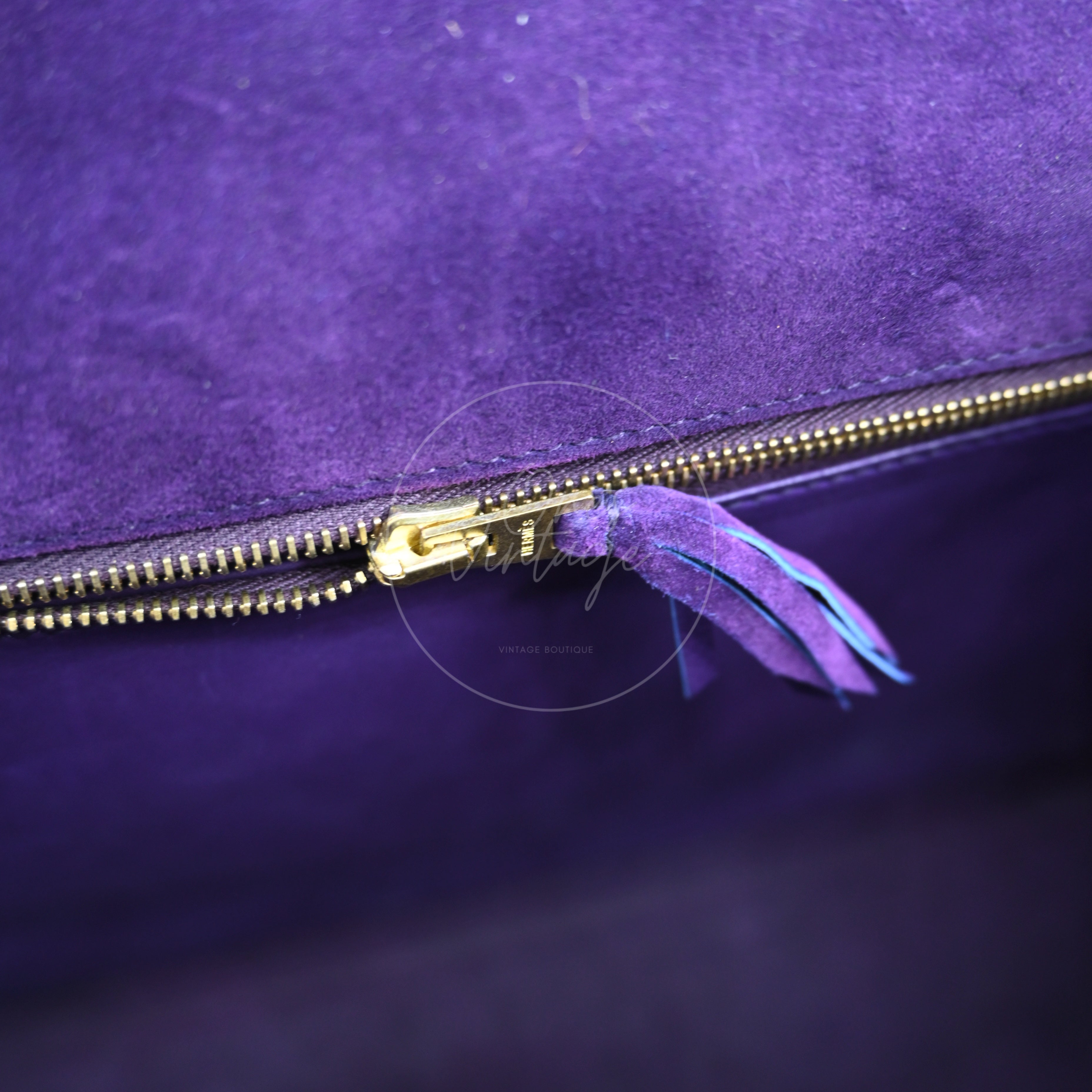 Hermes Kelly 28 Purple Suede GHW Square J