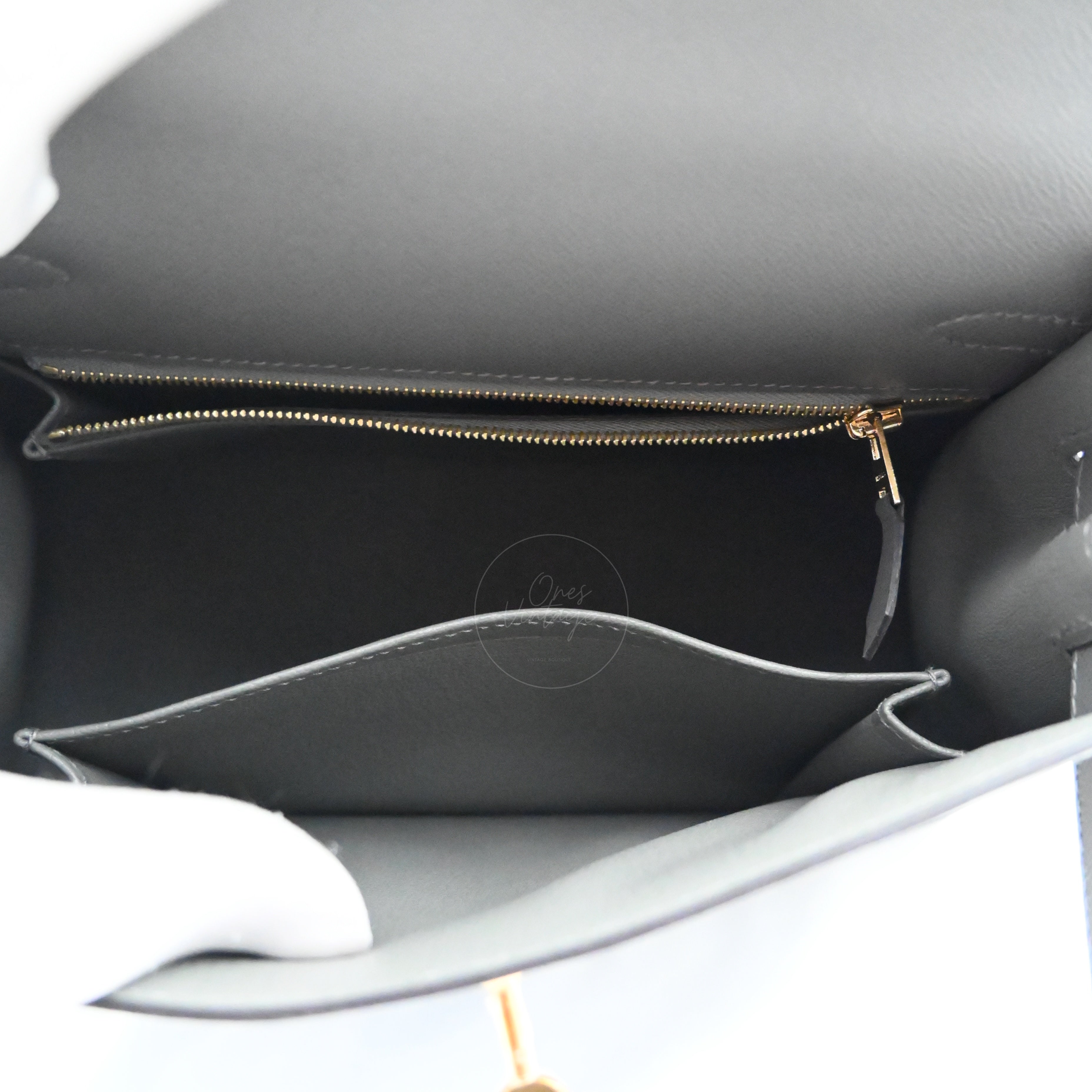 [Unused] Hermes Kelly K28 Gris Meyer Epsom GHW Stamp B Handbag