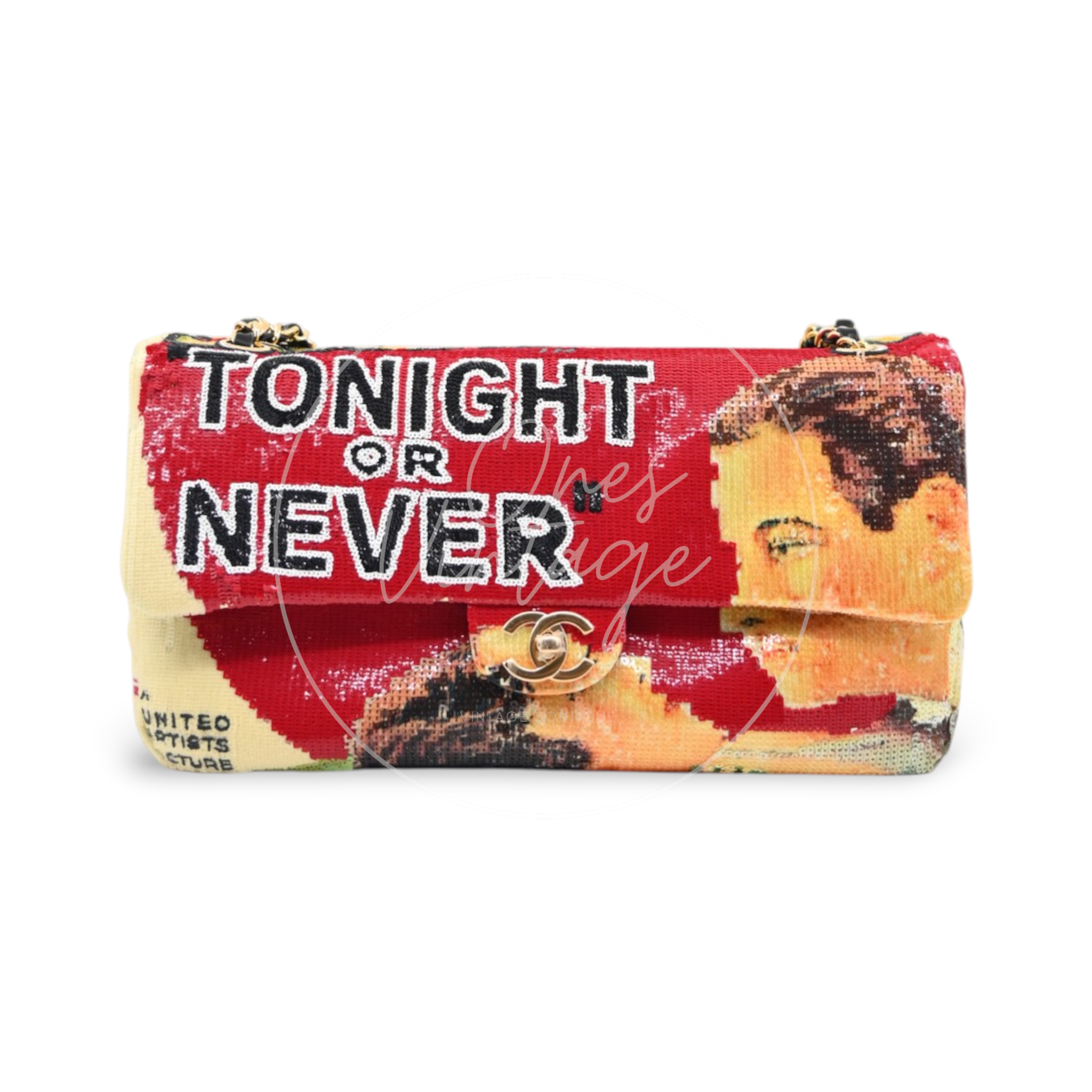 Chanel Tonight Or Never Maxi Flap Bag Red Multicolour Sequins GHW Series PC