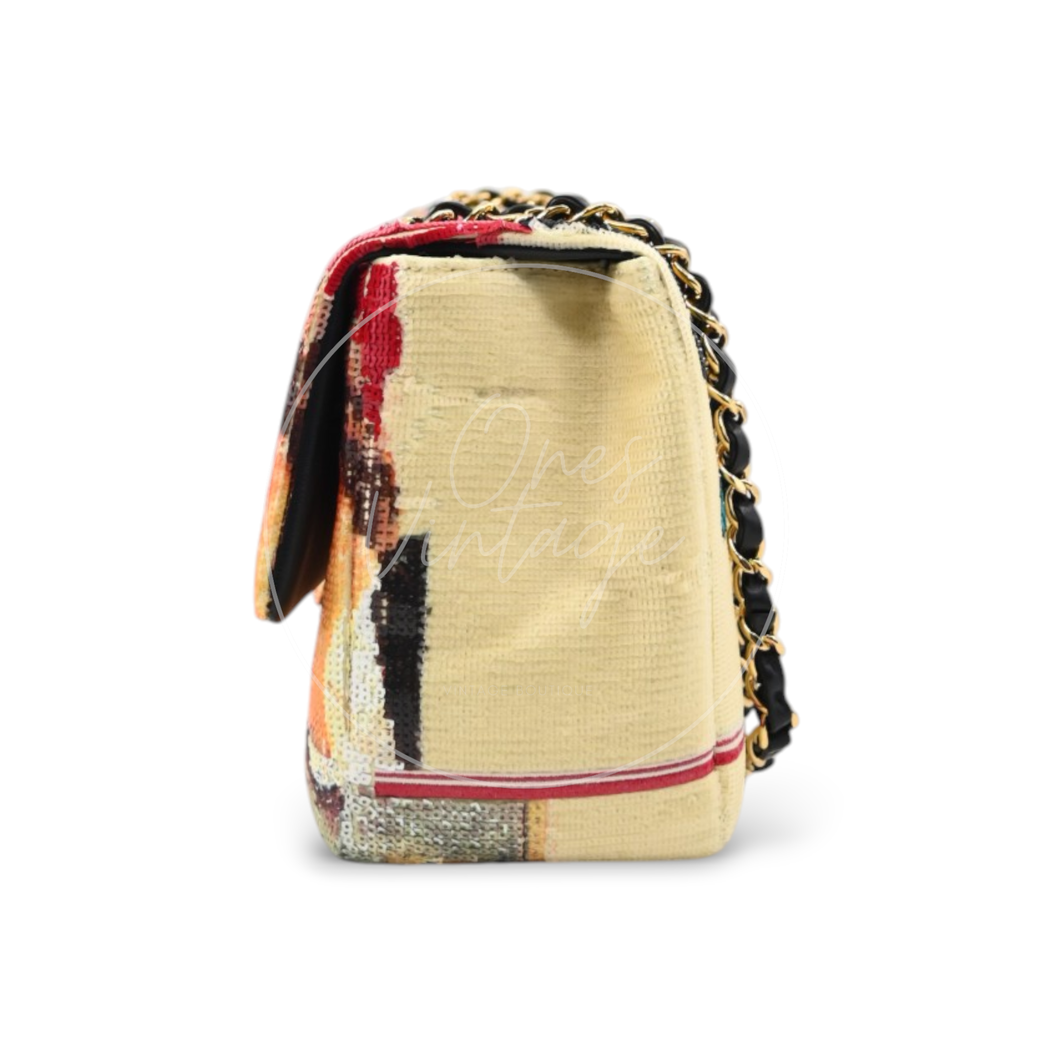 Chanel Tonight Or Never Maxi Flap Bag Red Multicolour Sequins GHW Series PC