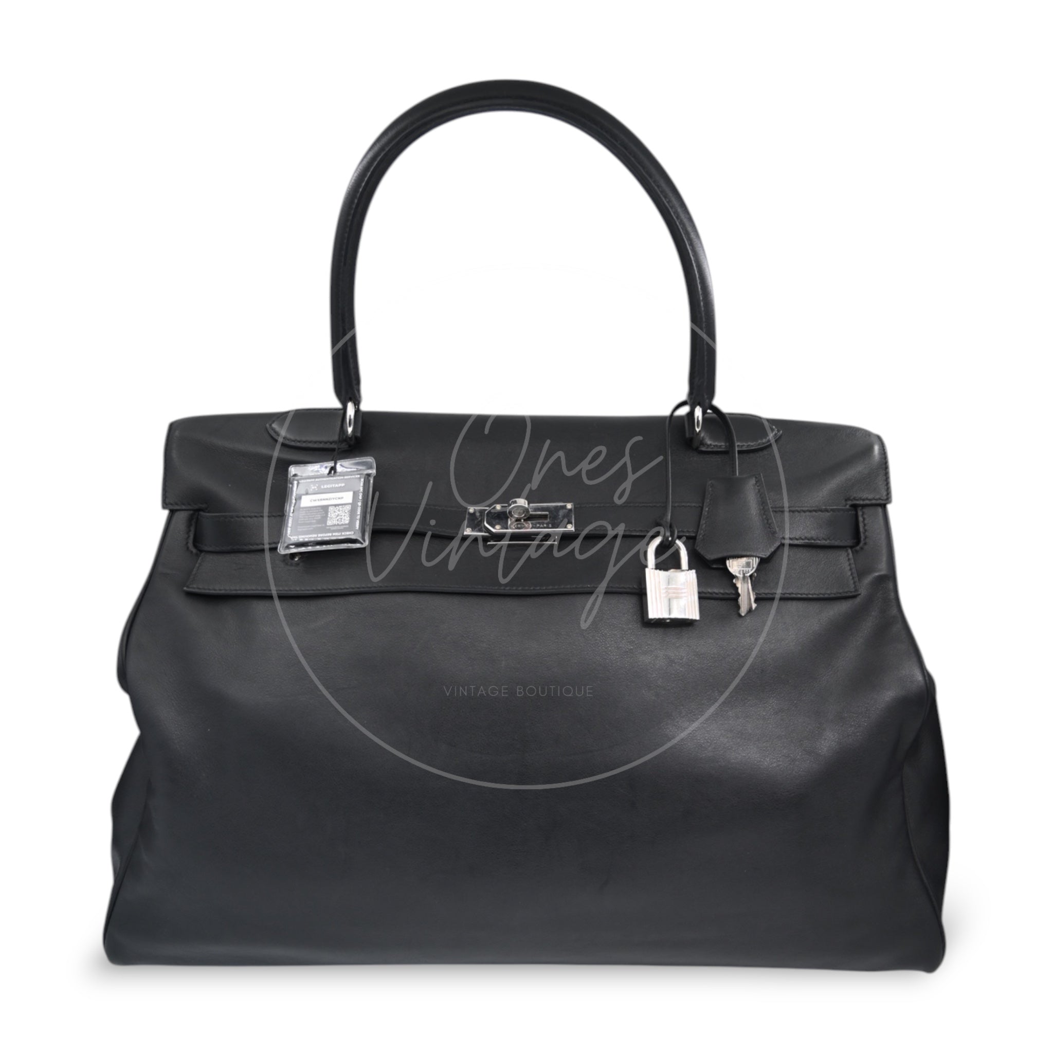 [Pre-owned] Hermes Kelly Relax 50 Black PHW