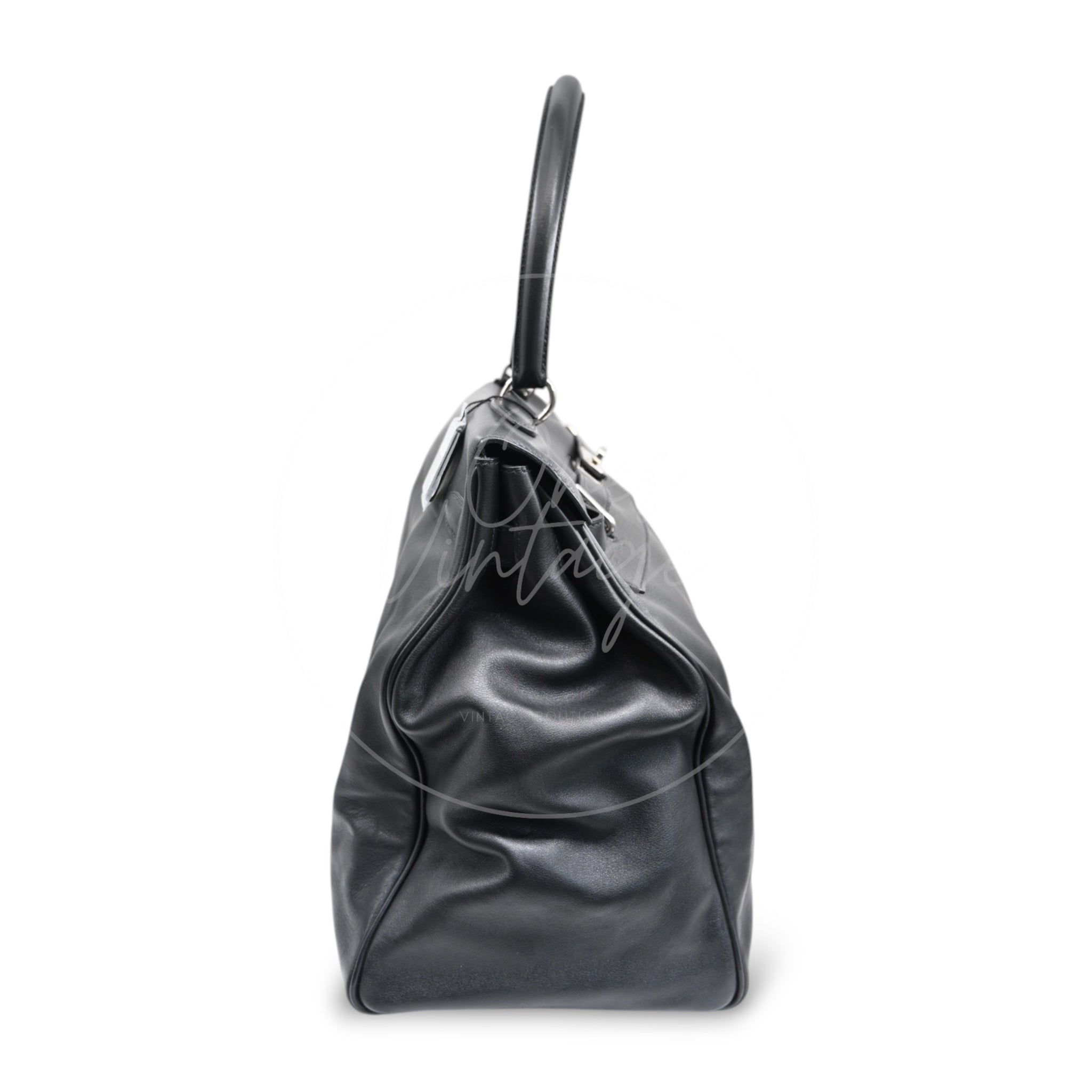 [Pre-owned] Hermes Kelly Relax 50 Black PHW