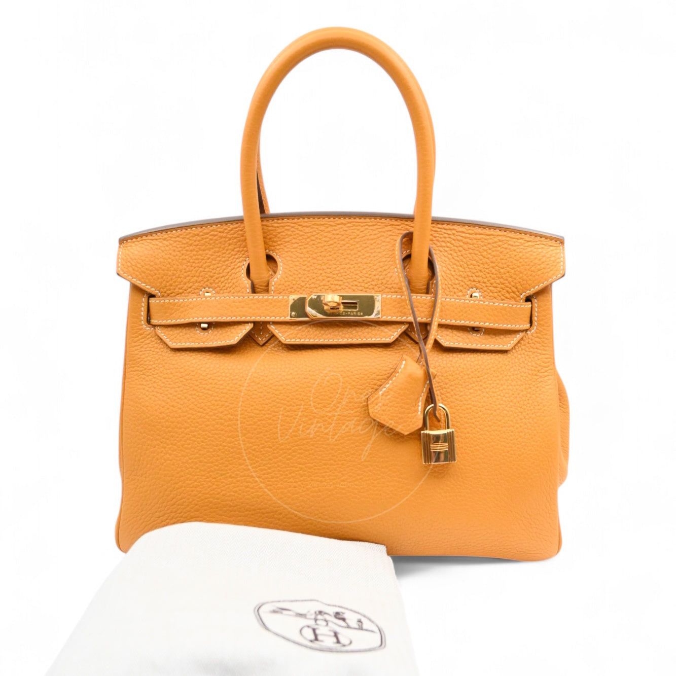 [Pre-owned] Hermes Birkin 30 Orange TC GHW Stamp Square P