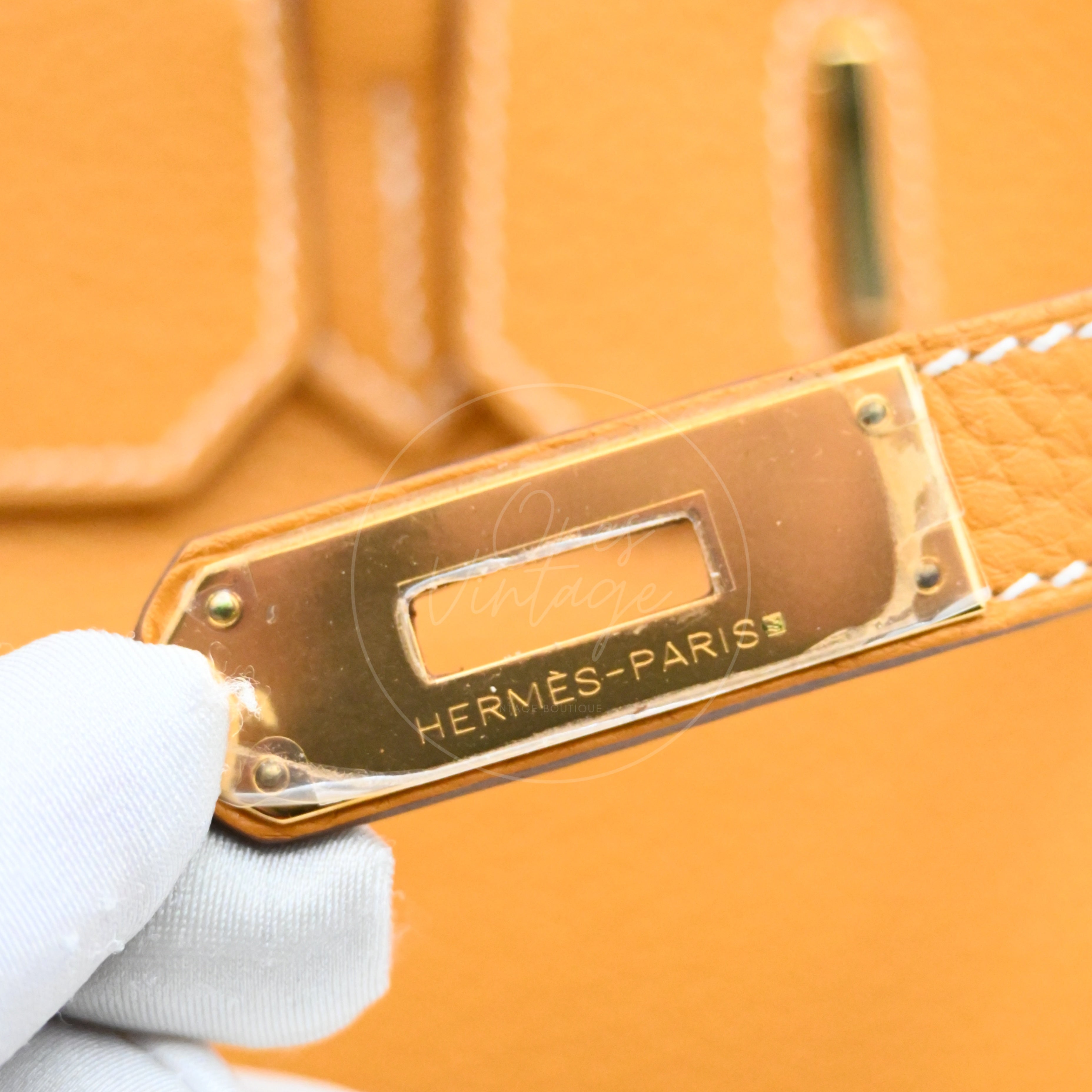 [Pre-owned] Hermes Birkin 30 Orange TC GHW Stamp Square P
