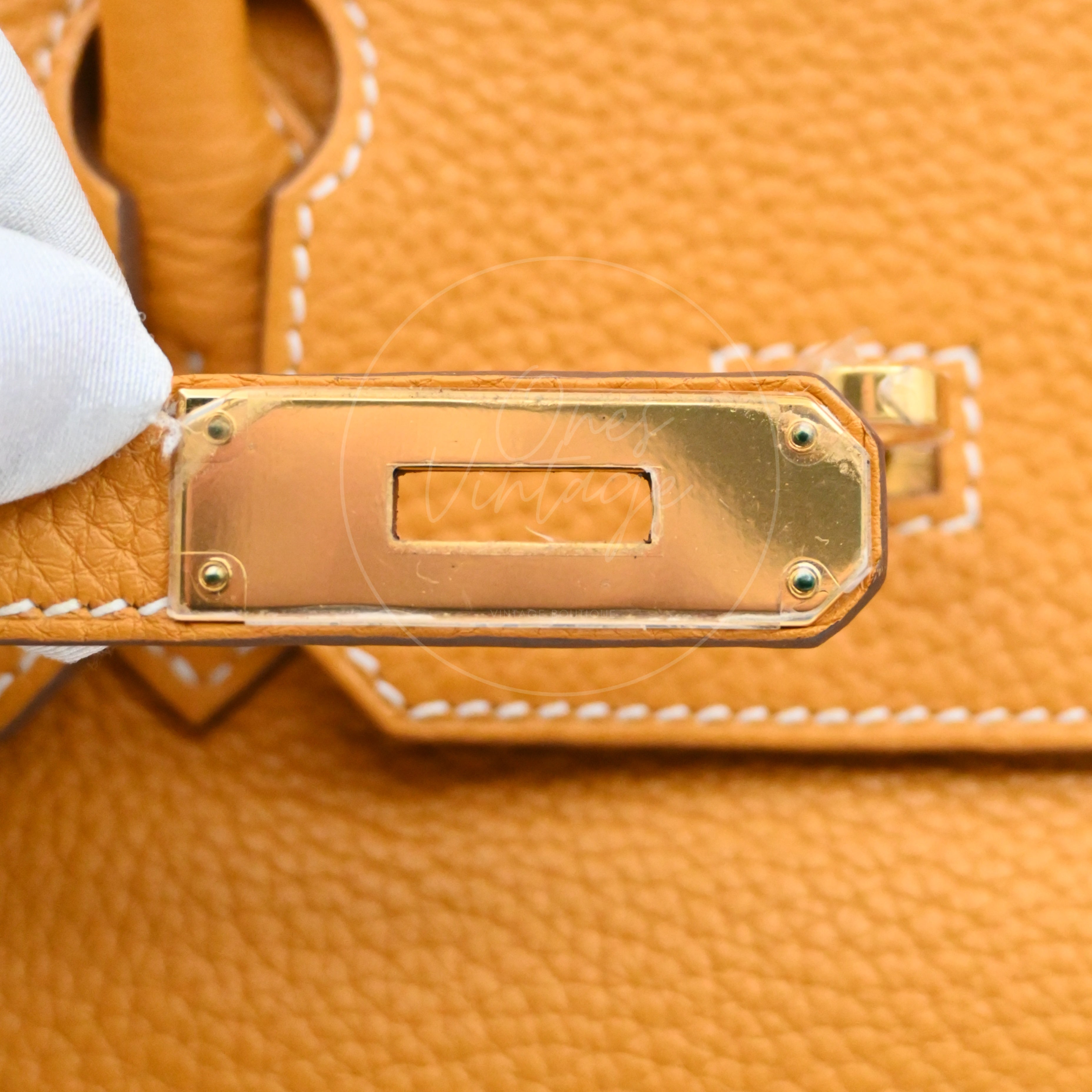 [Pre-owned] Hermes Birkin 30 Orange TC GHW Stamp Square P
