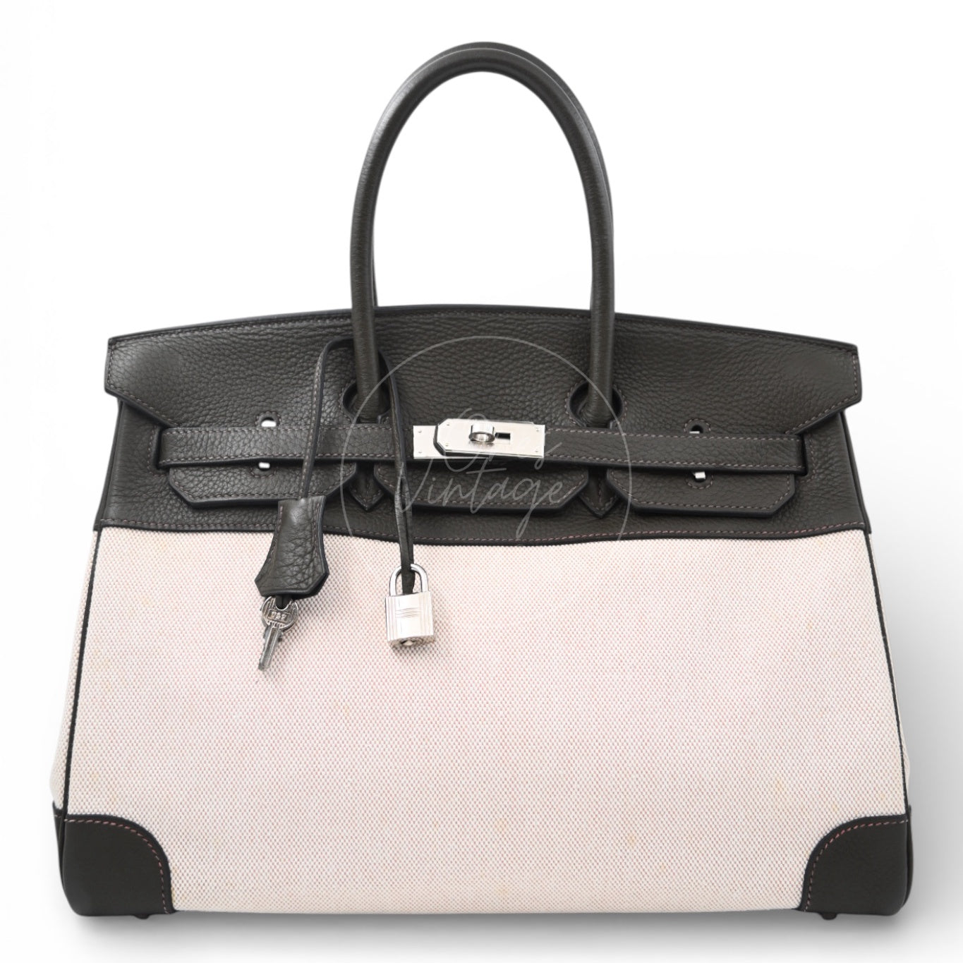[Pre-owned] Hermes Birkin 35 Green x Fabrics PHW