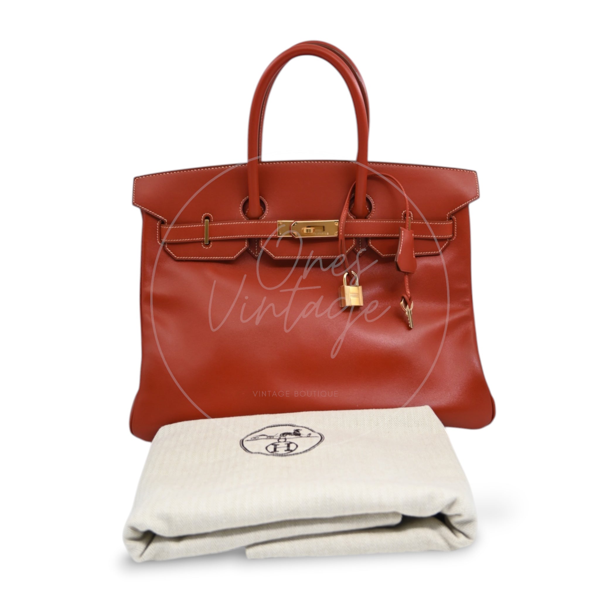 [Pre-owned] Hermes Birkin 35 Brique Box GHW Stamp Old B