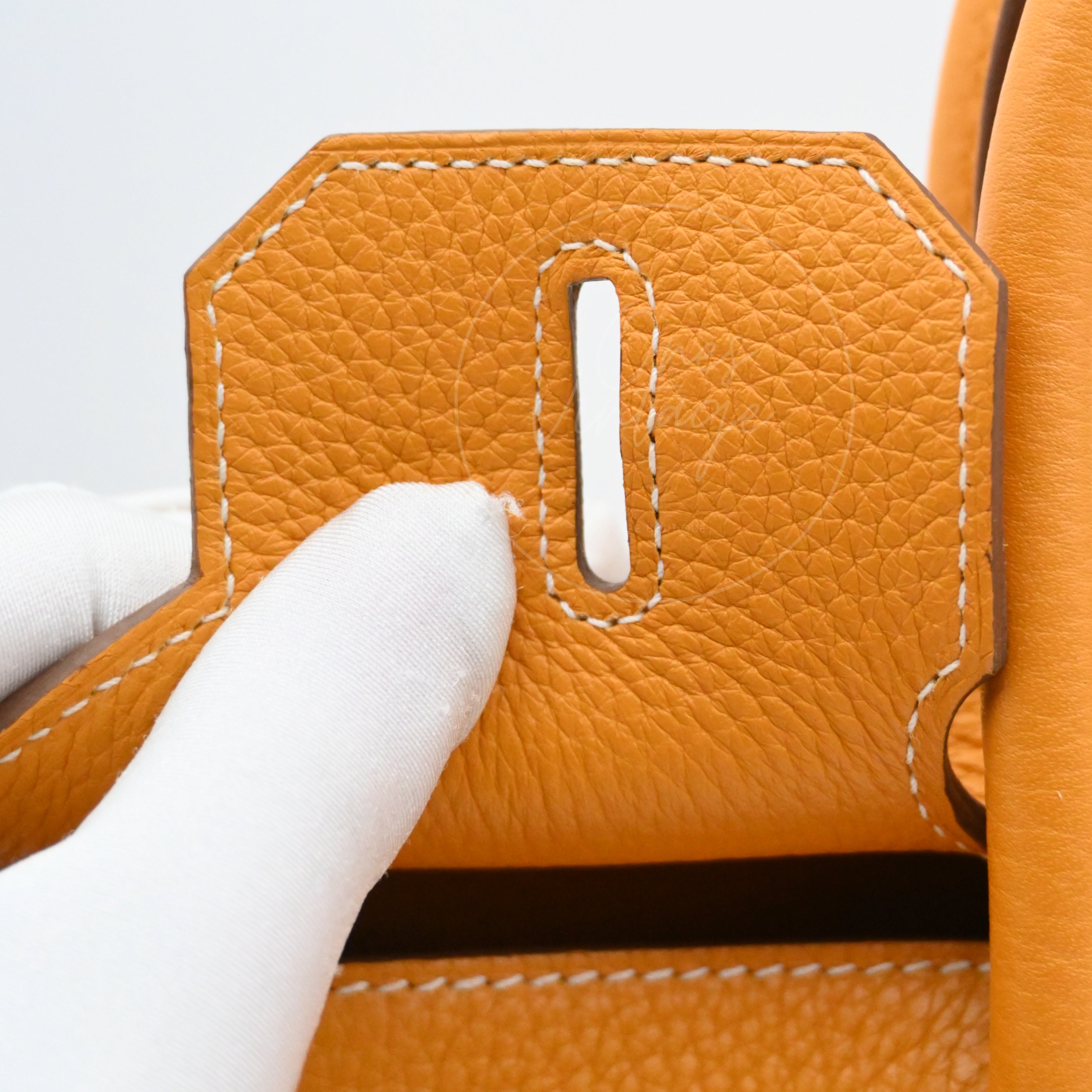 [Pre-owned] Hermes Birkin 30 Orange TC GHW Stamp Square P