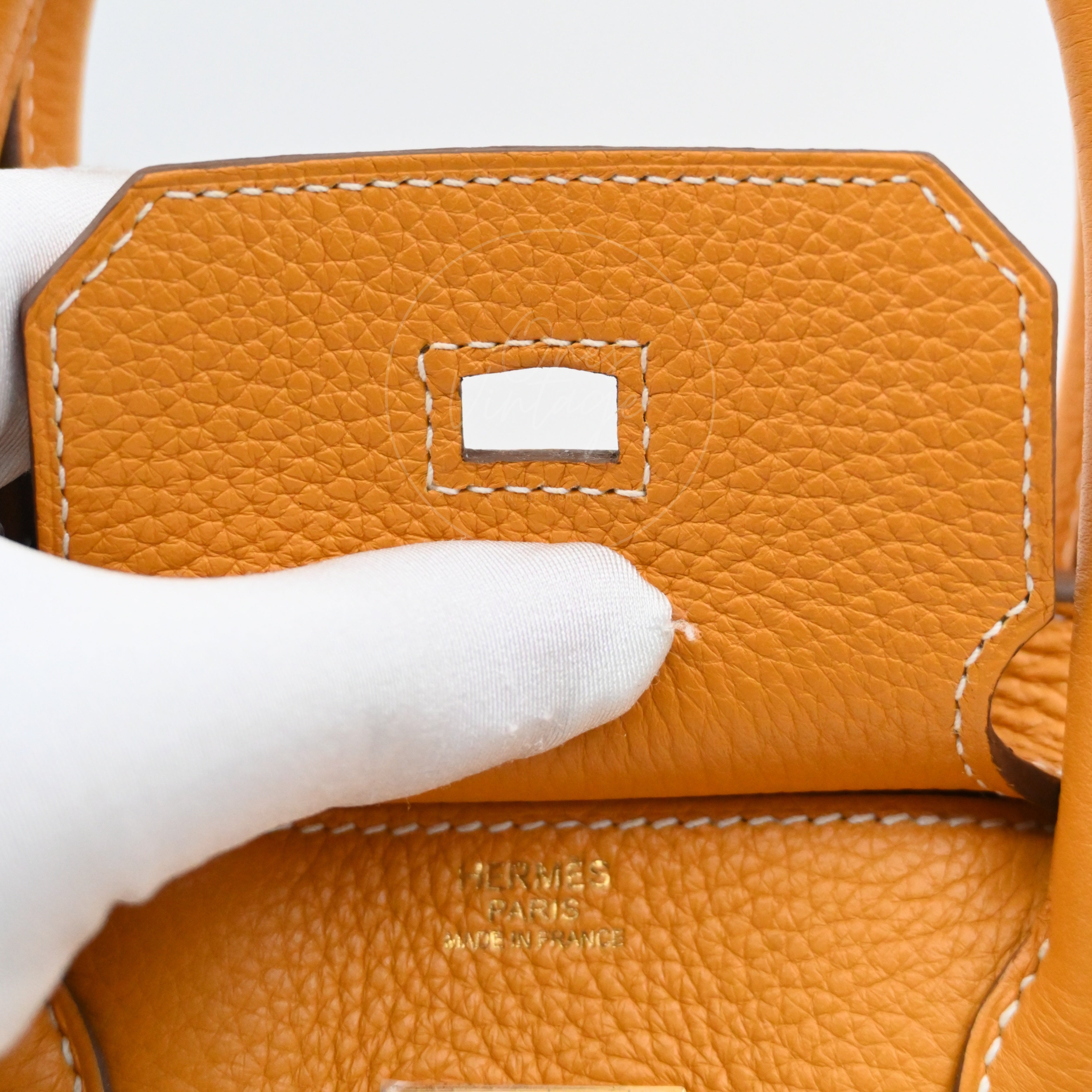 [Pre-owned] Hermes Birkin 30 Orange TC GHW Stamp Square P