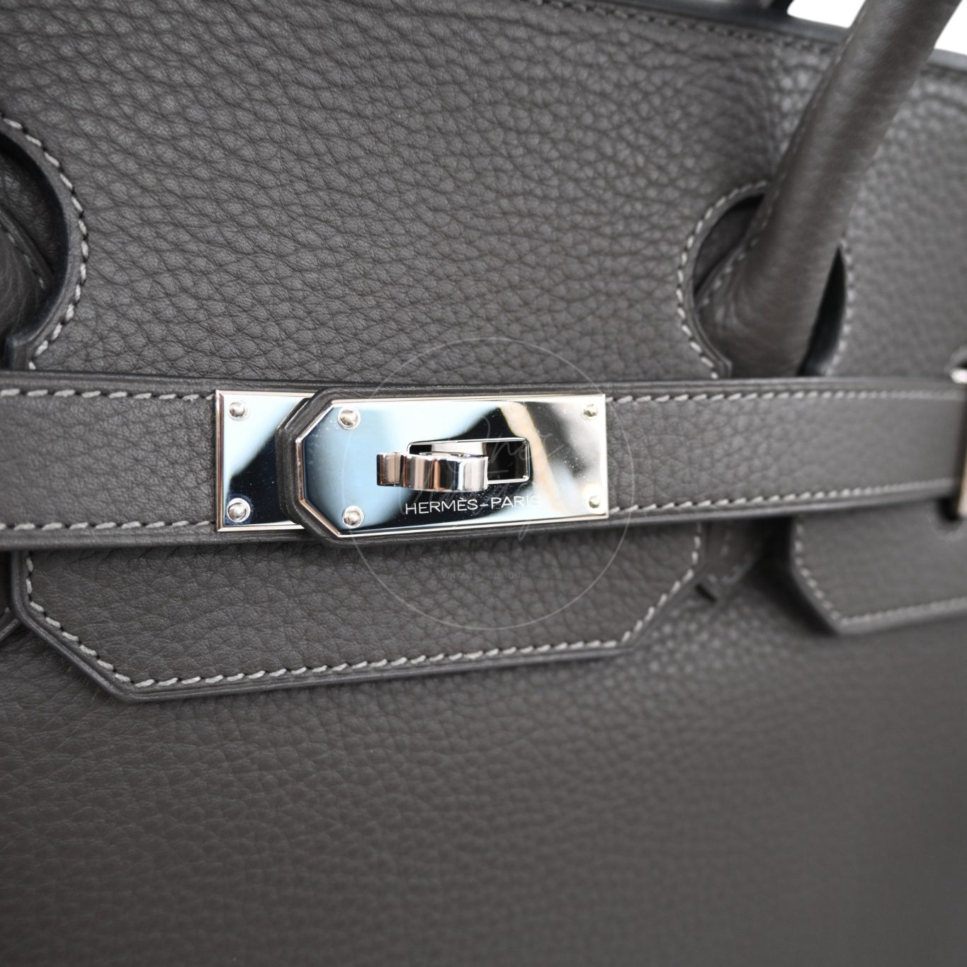 Hermes Birkin Shoulder Clemence 42 Gris Graphite PHW Square M