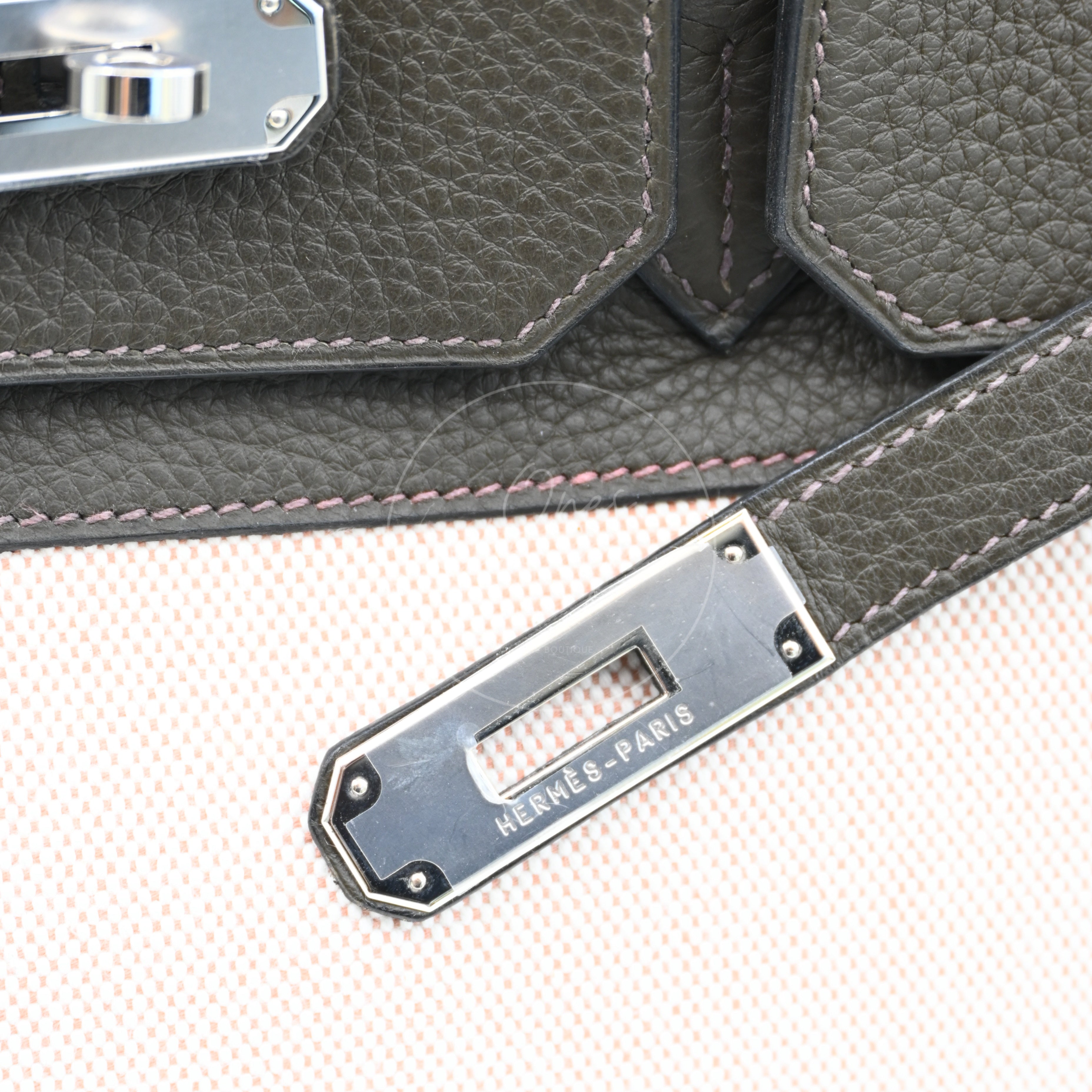[Pre-owned] Hermes Birkin 35 Green x Fabrics PHW