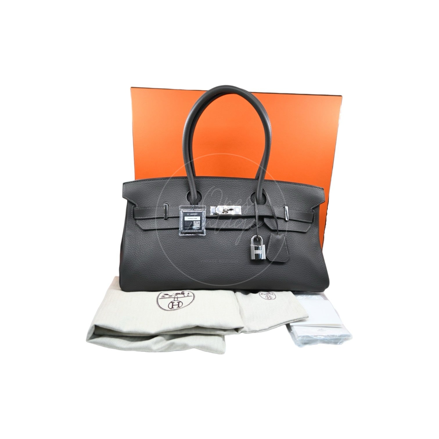 Hermes Birkin Shoulder Clemence 42 Gris Graphite PHW Square M