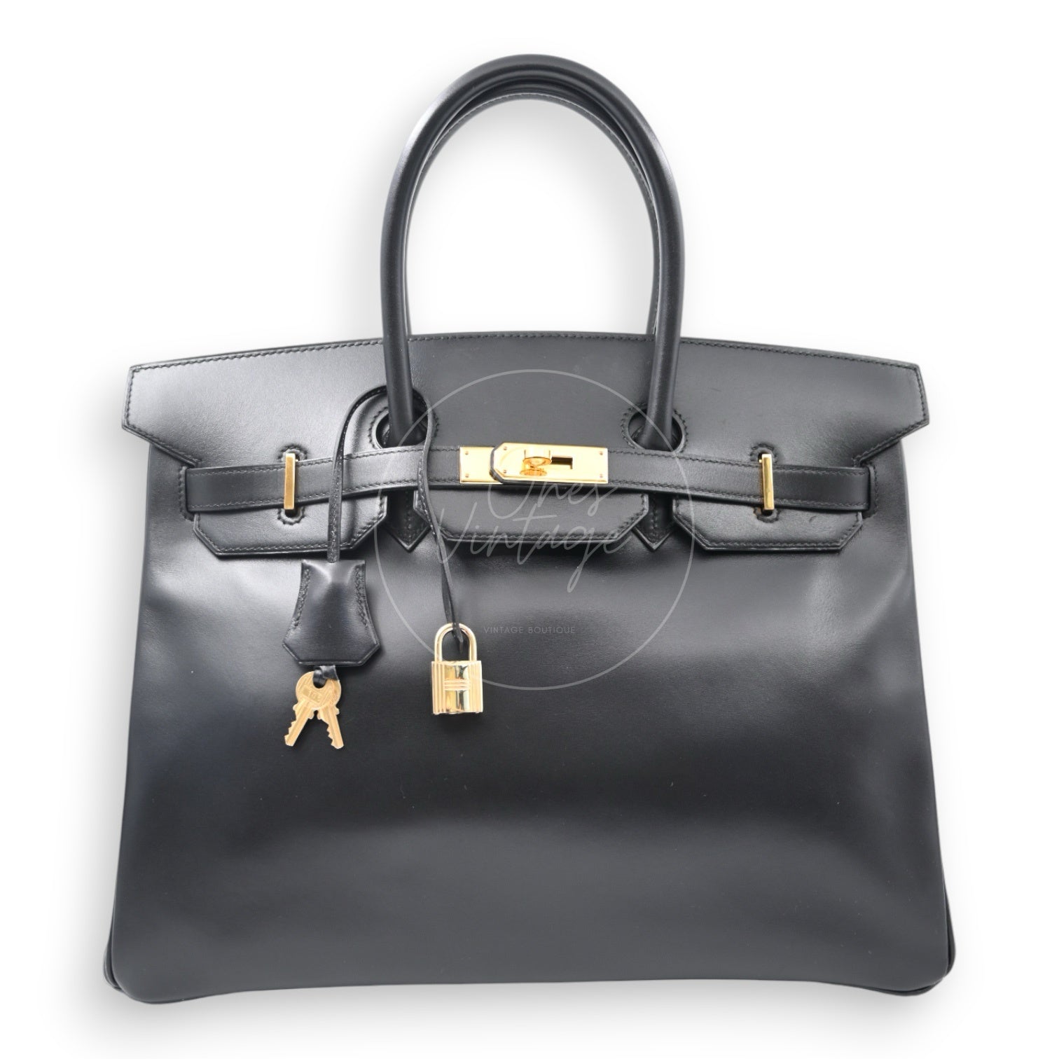[Pre-owned] Hermes Birkin 35 BK35 Box Noir Stamp Square A Handbag