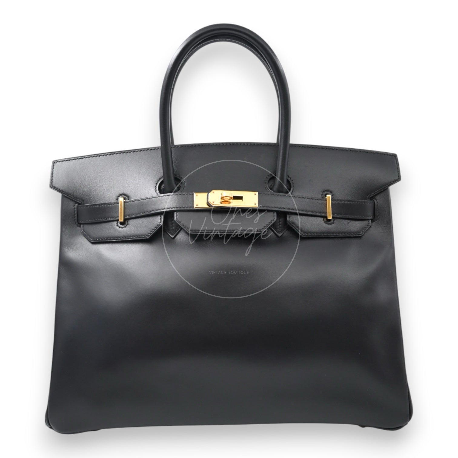 [Pre-owned] Hermes Birkin 35 BK35 Box Noir Stamp Square A Handbag