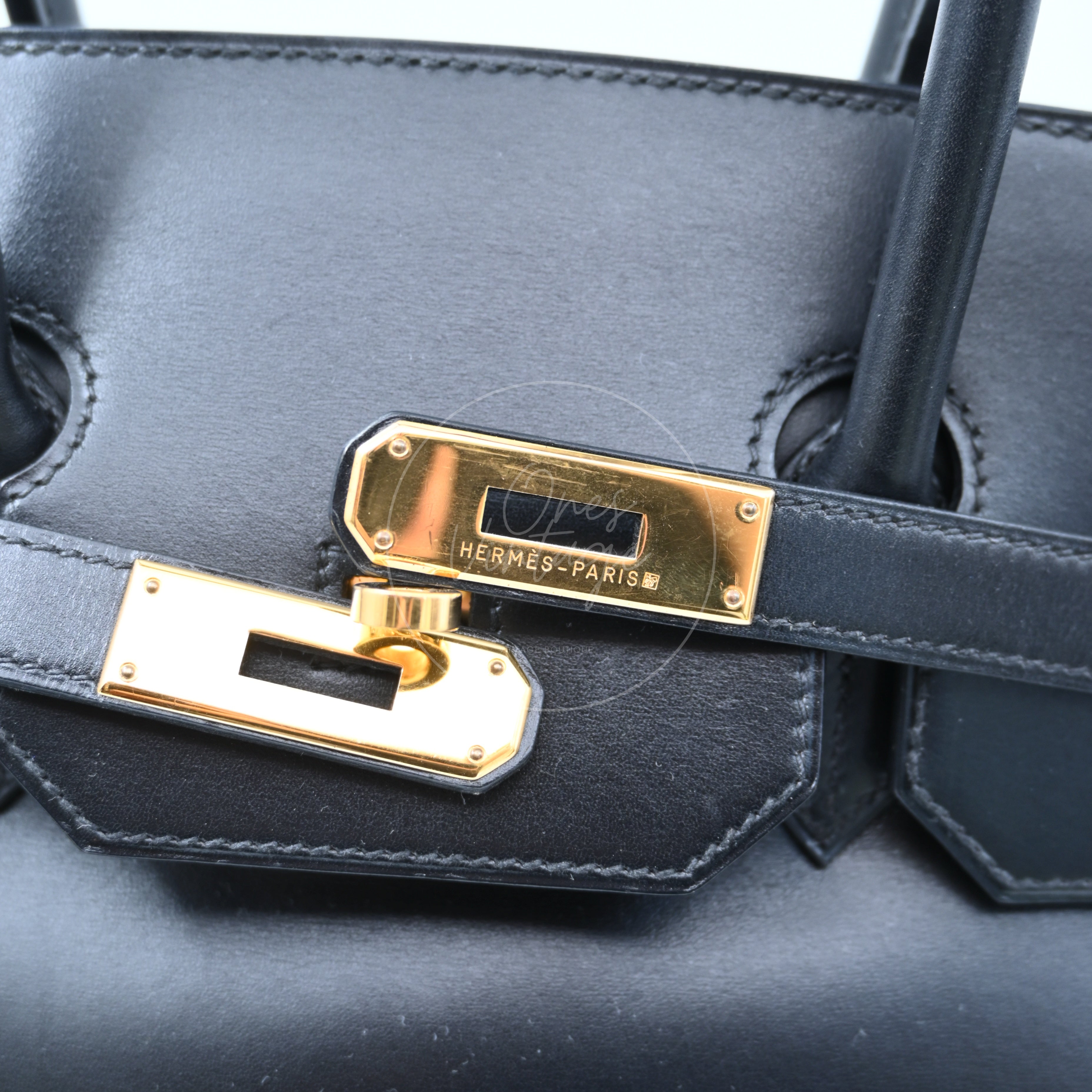 [Pre-owned] Hermes Birkin 35 BK35 Box Noir Stamp Square A Handbag