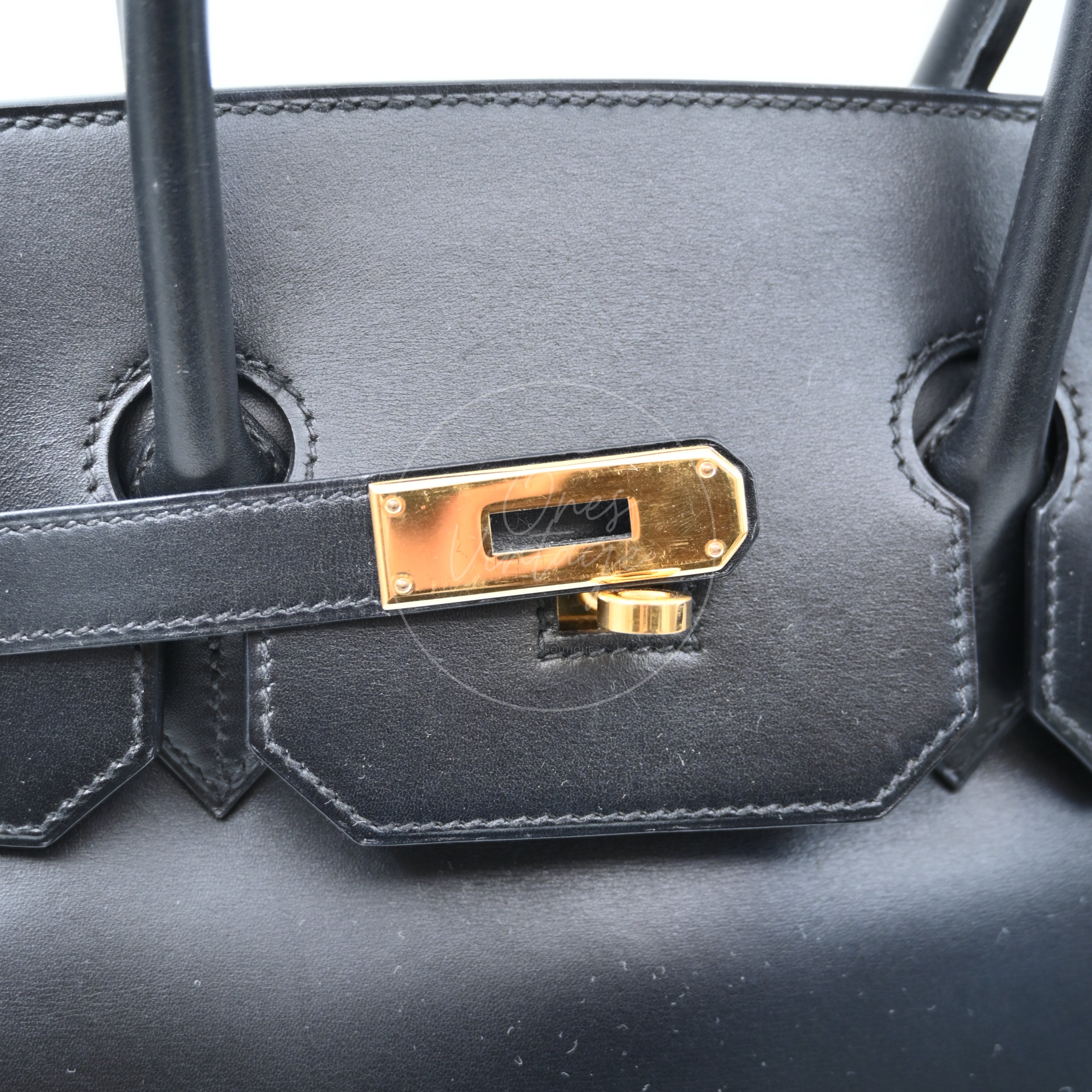 [Pre-owned] Hermes Birkin 35 BK35 Box Noir Stamp Square A Handbag