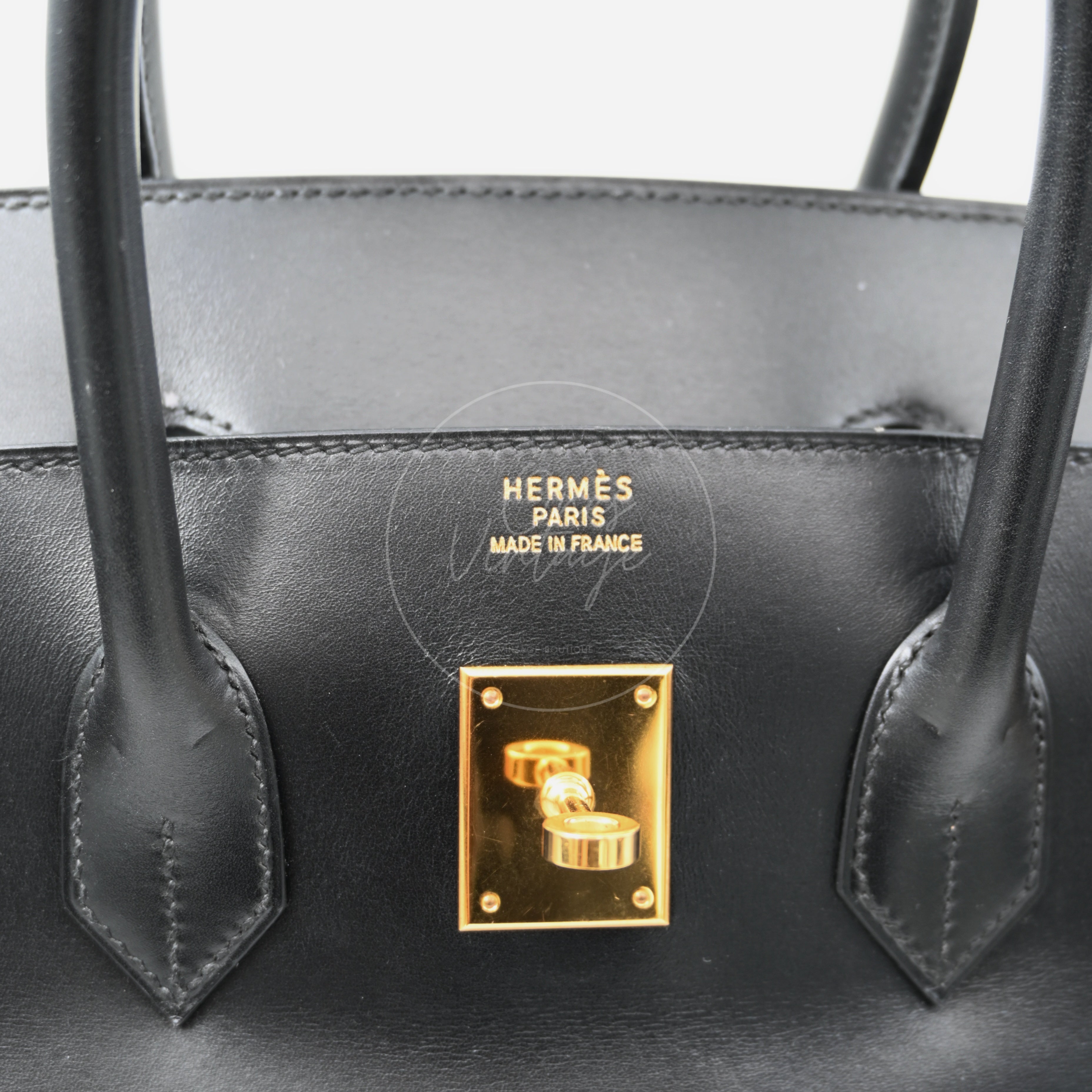 [Pre-owned] Hermes Birkin 35 BK35 Box Noir Stamp Square A Handbag