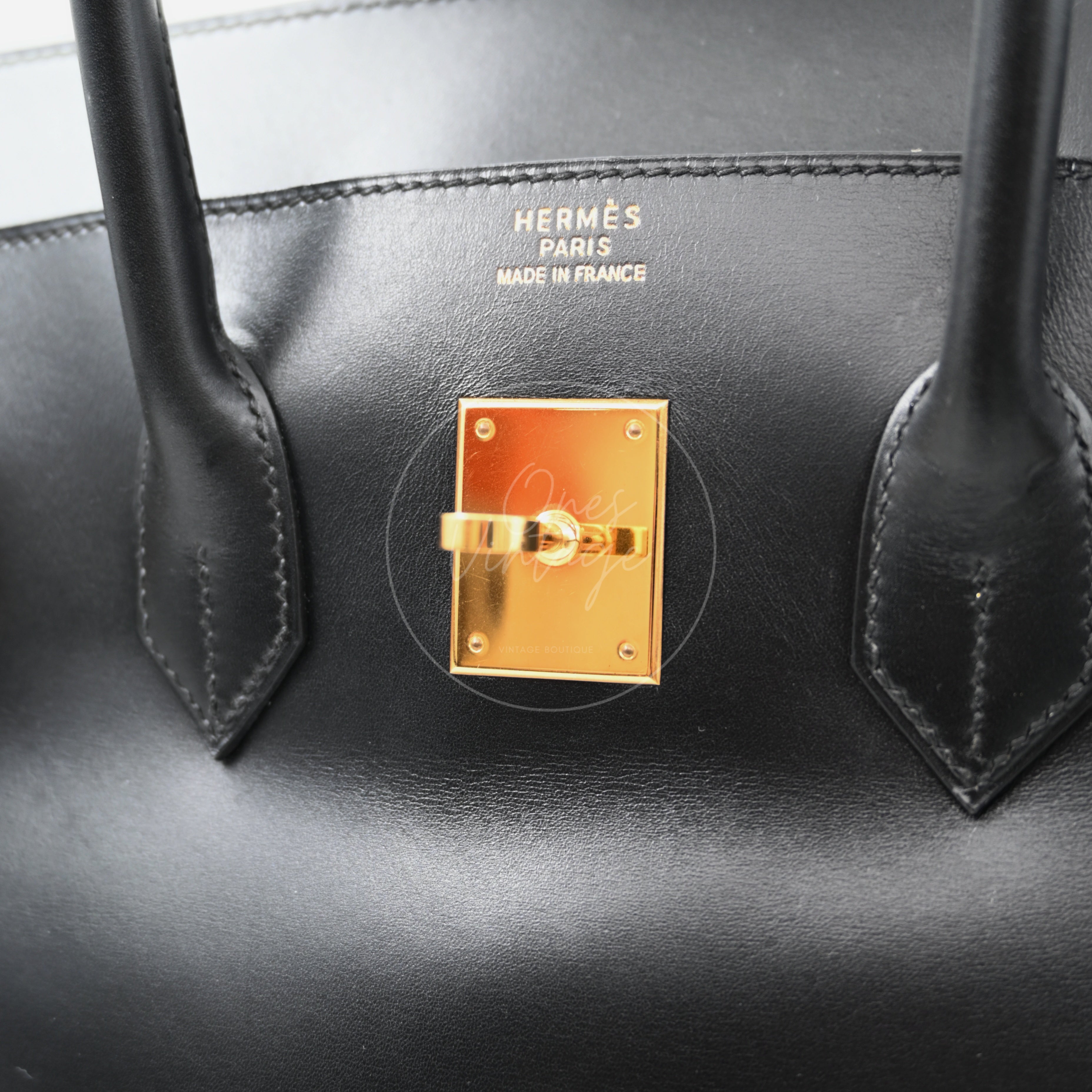 [Pre-owned] Hermes Birkin 35 BK35 Box Noir Stamp Square A Handbag
